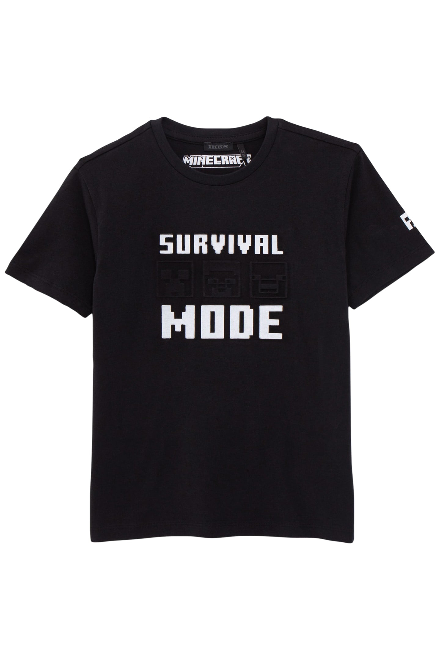 BOYS’ BLACK T-SHIRT WITH EMBOSSED MINECRAFT SLOGANS 1