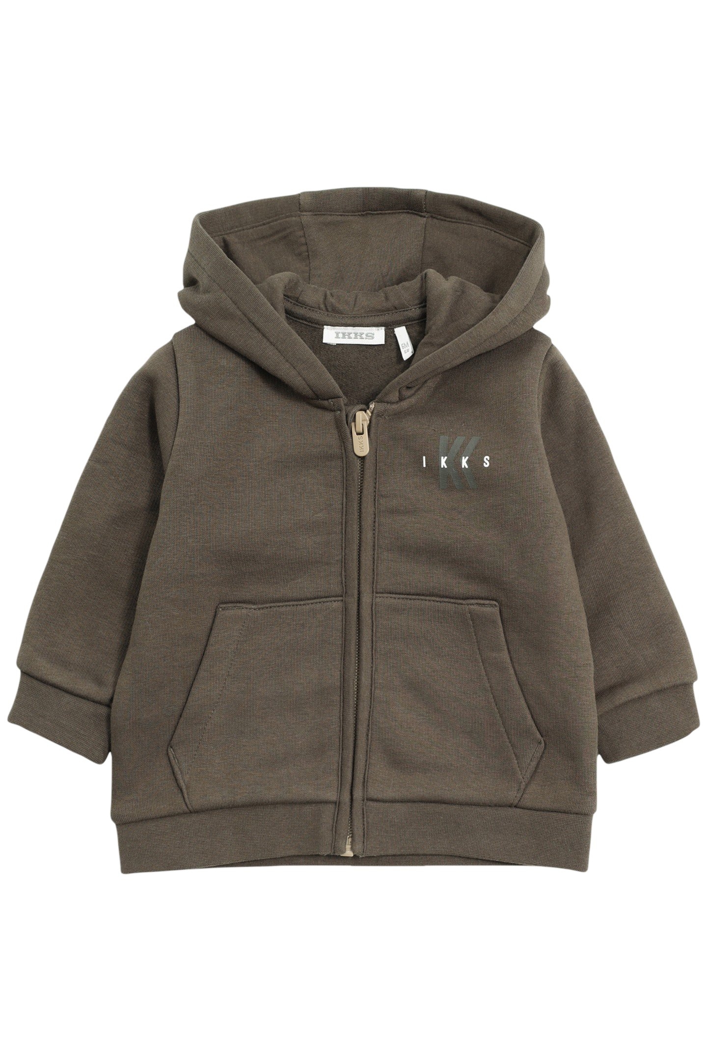 BABY BOY KHAKI ZIPPED HOODED CARDIGAN 1