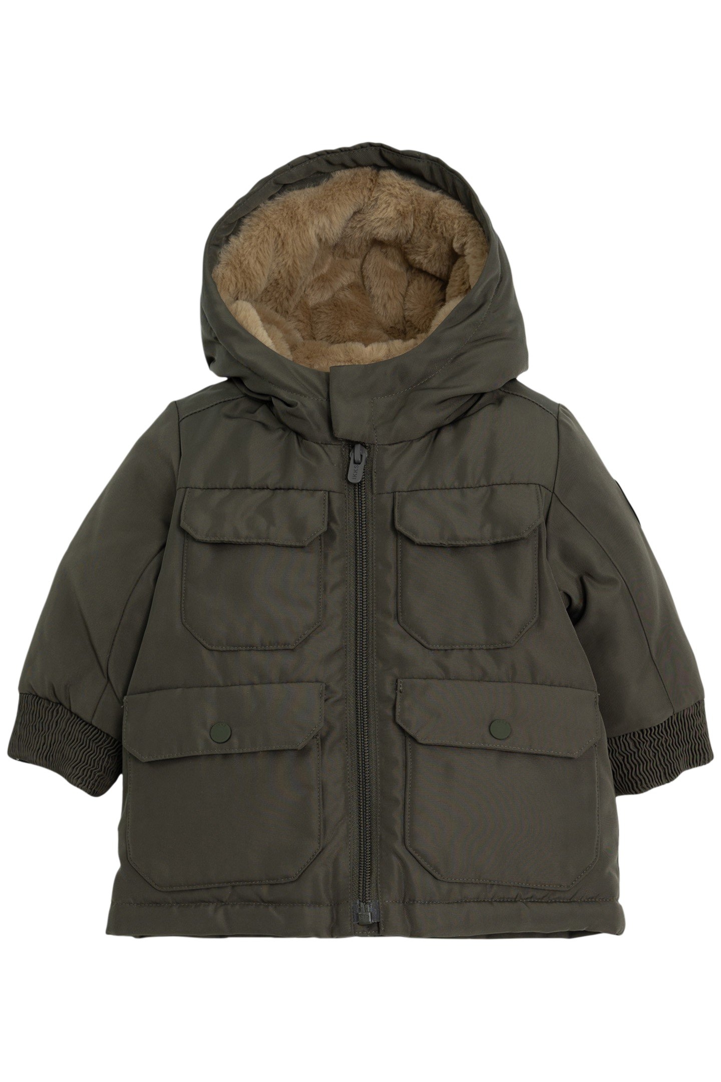 BABY BOY KHAKI NYLON COATED PARKA 1