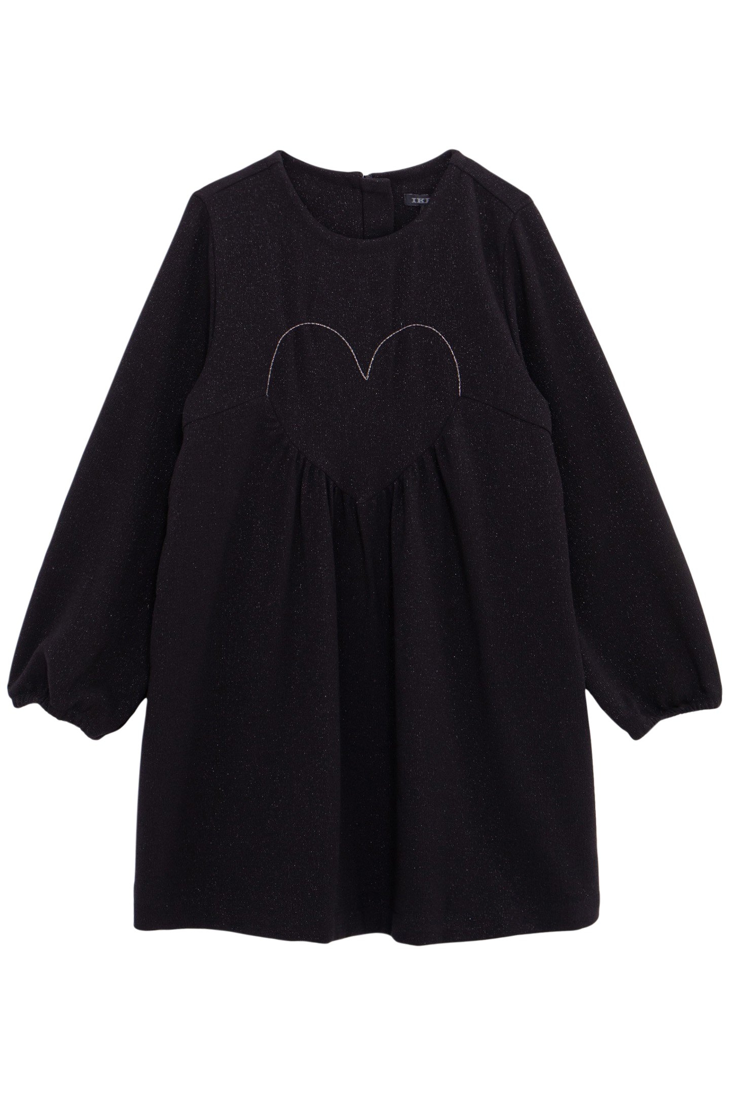 GIRL'S BLACK SEQUINED EMBROIDERED HEART DRESS 1