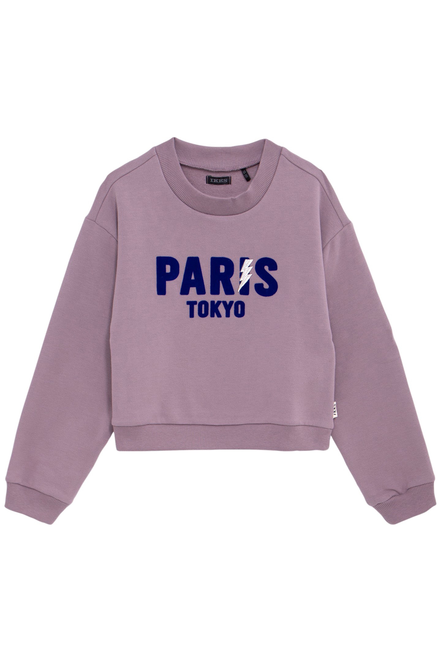 GIRL'S LILAC BLUE FLOCKED VELVET MESSAGE SWEATSHIRT 1