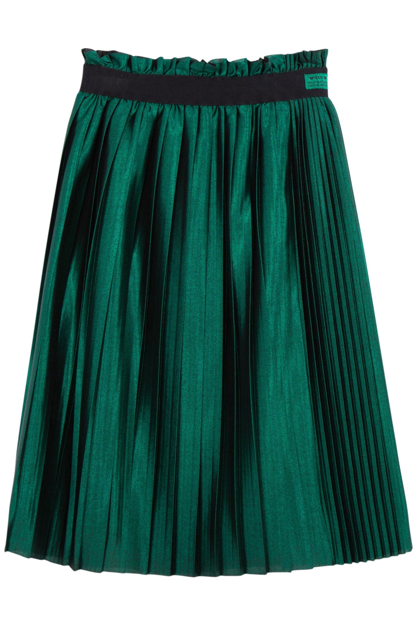 GIRL'S GREEN SATIN PLEATED MIDI SKIRT 1