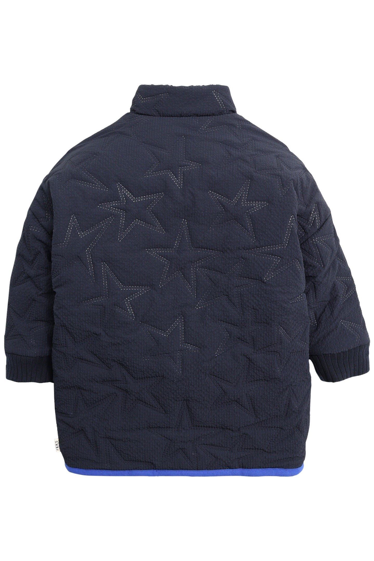 GIRL'S REVERSIBLE NAVY NYLON STAR AND SHERPA COAT 2