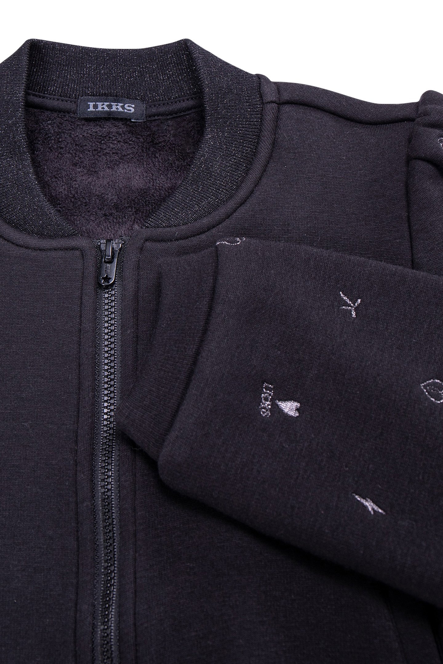 GIRL'S BLACK FLEECE BOMBER CARDIGAN 6