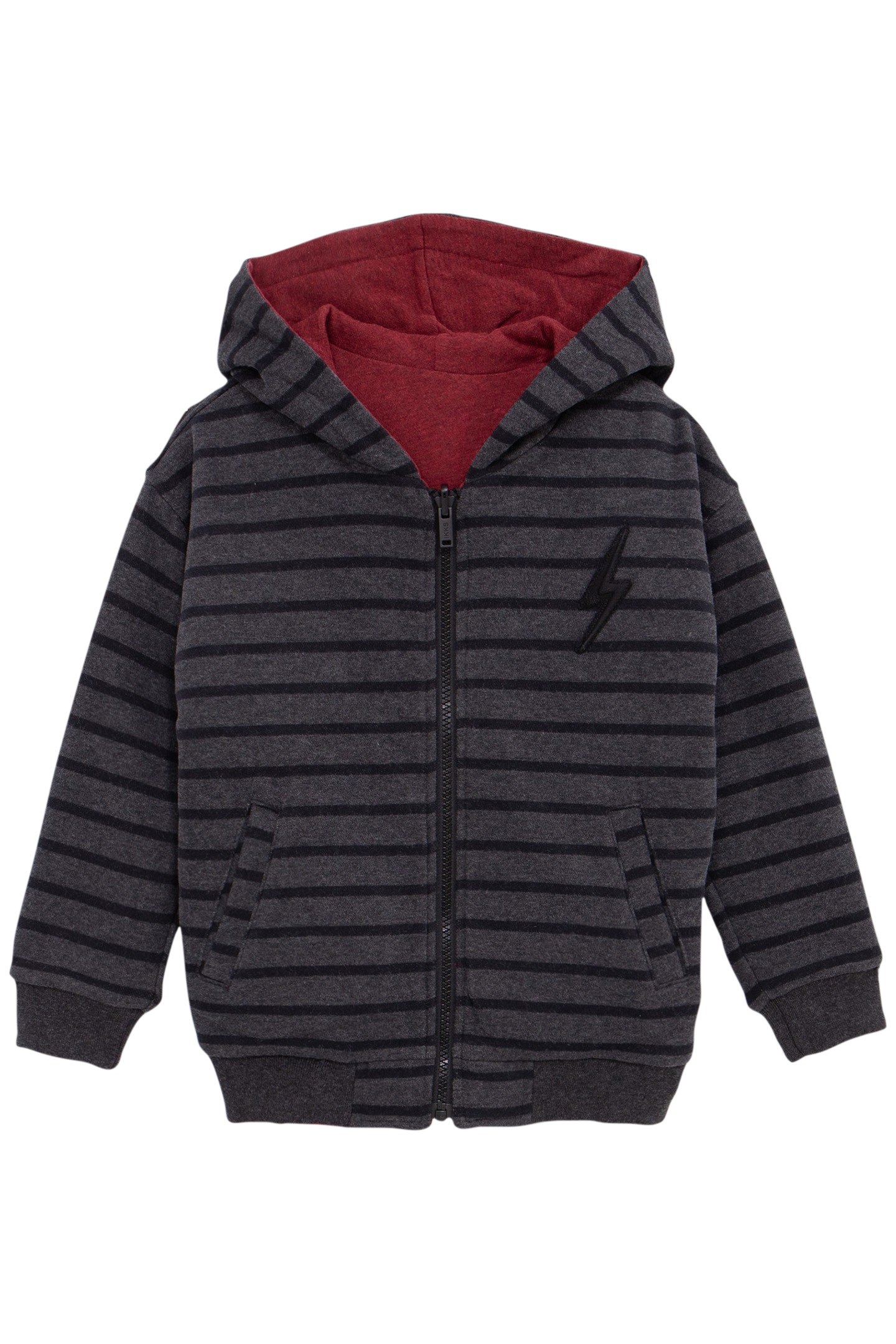 BOY'S REVERSIBLE BURGUNDY AND BLACK STRIPED CARDIGAN 1