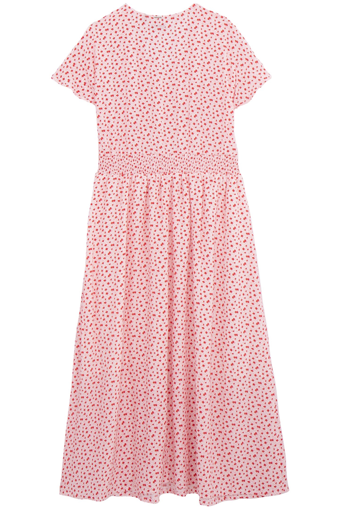 ECRU MIDI DRESS LENZING™ ECOVERO™ RED FLOWERS GIRL 2