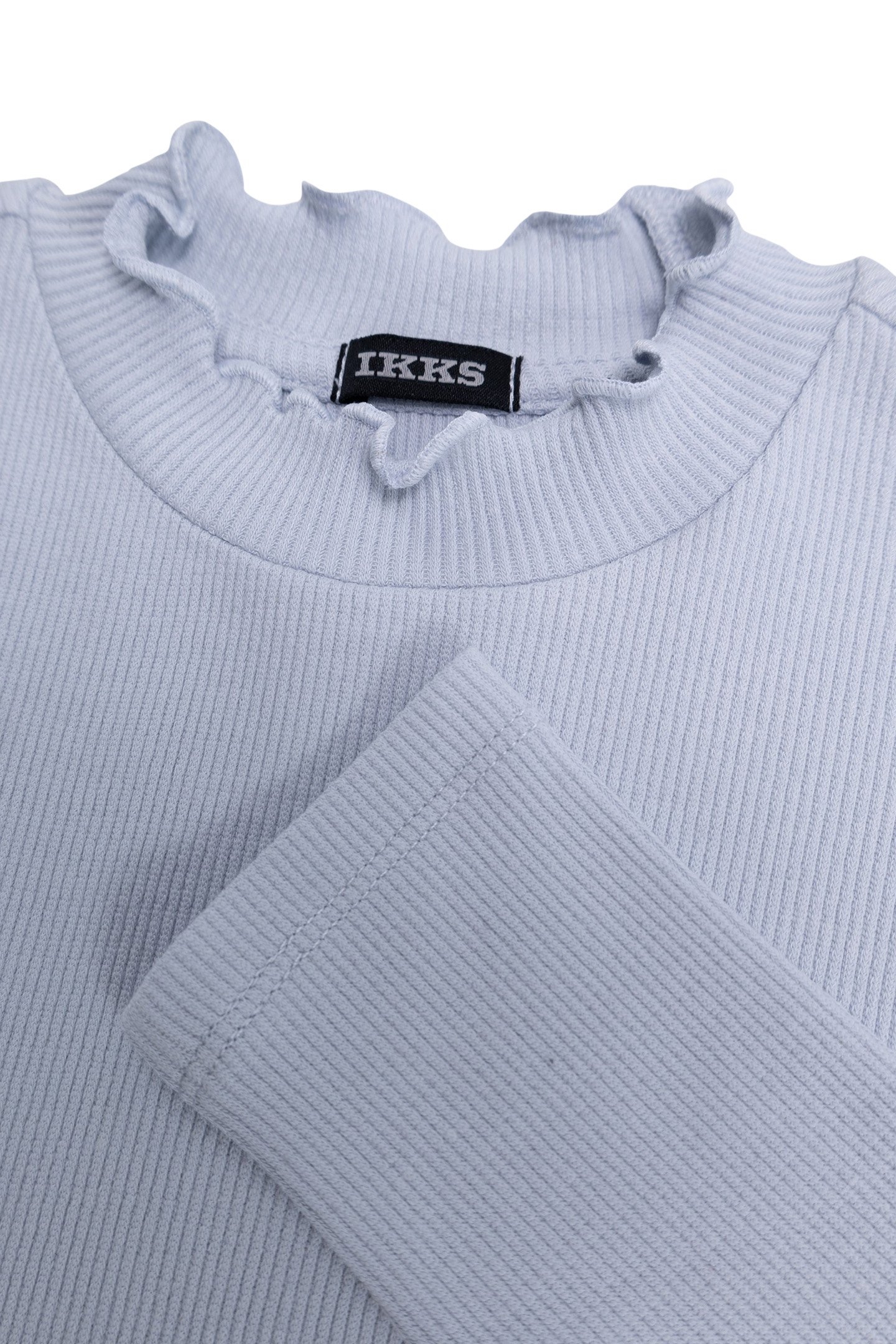 GIRLS' SKY-BLUE RIB-KNIT T-SHIRT 3