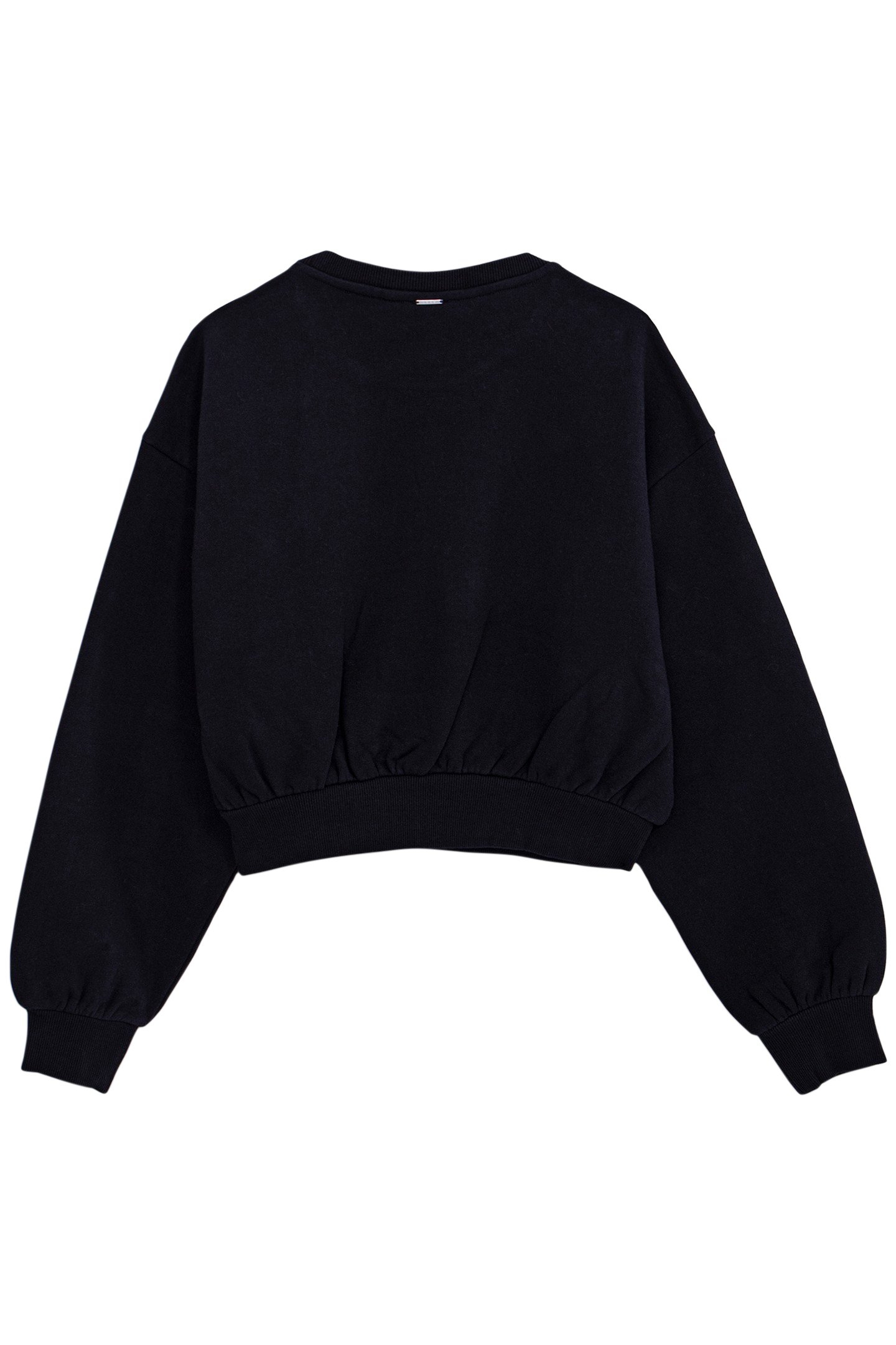 GIRL'S BLACK STUDDED SWEATSHIRT WITH FLOCKED SLOGAN 2