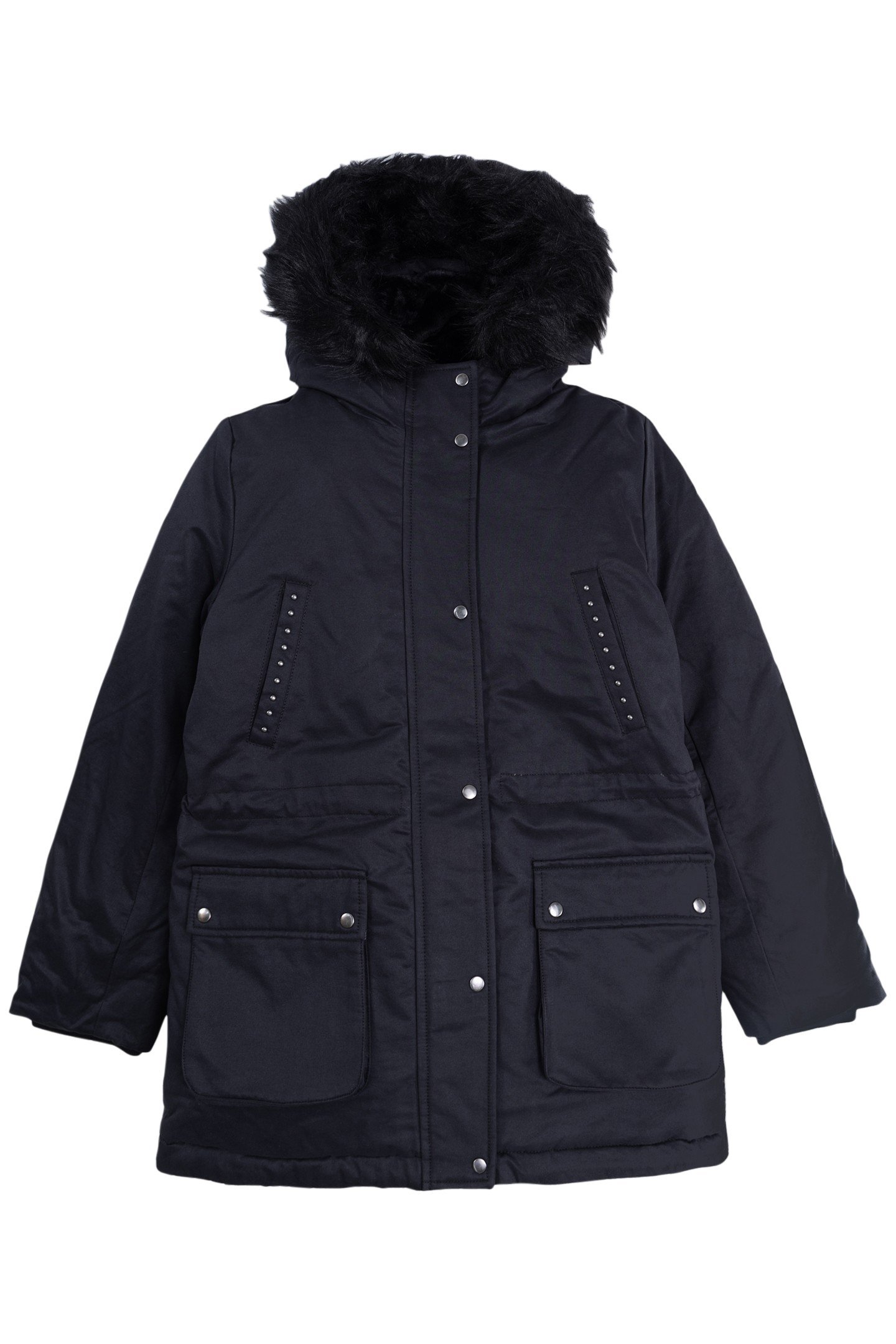 GIRL'S BLACK HOODED PARKA 1