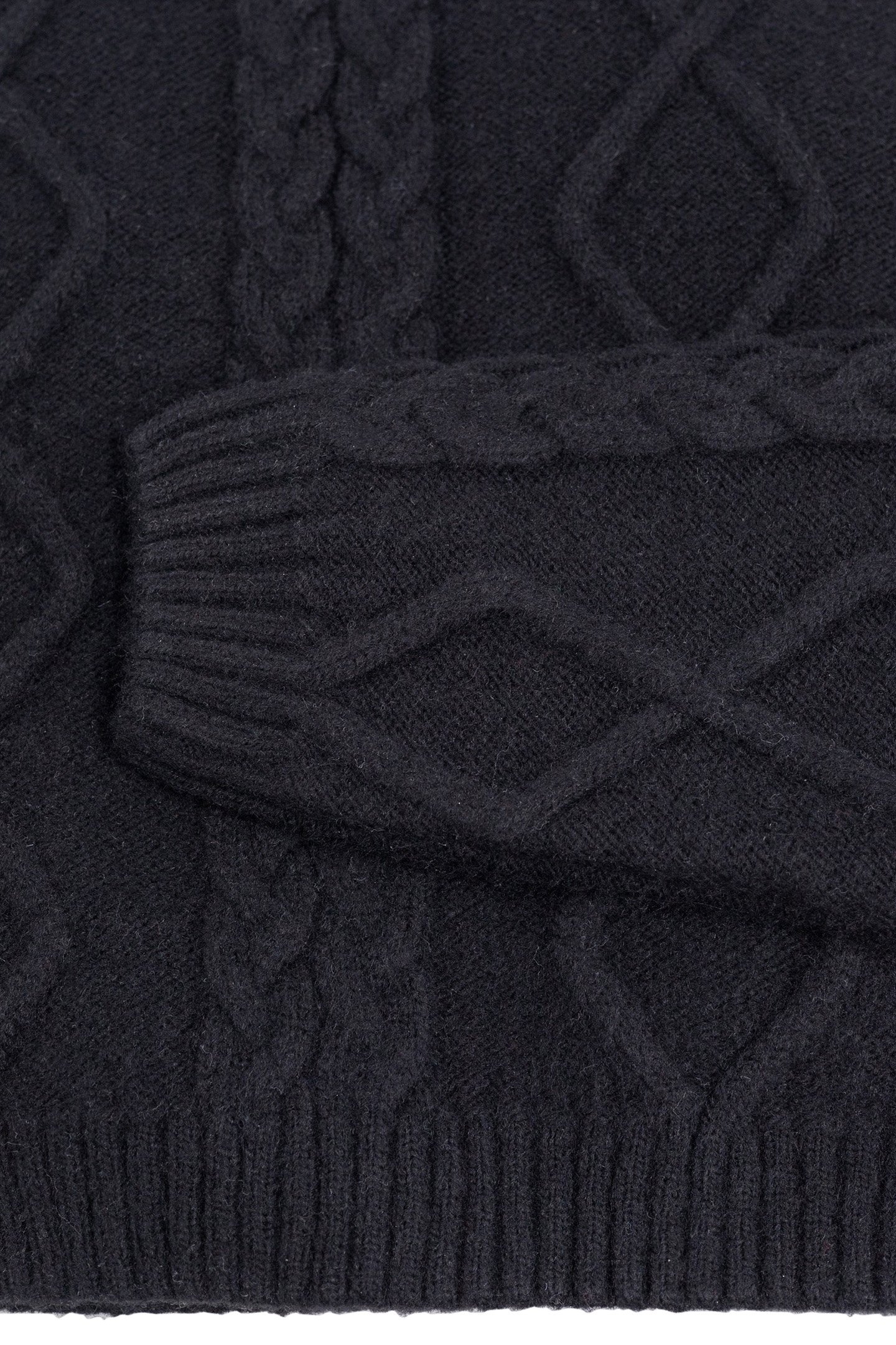 GIRL'S BLACK CABLE-KNIT HOODED SWEATER 5