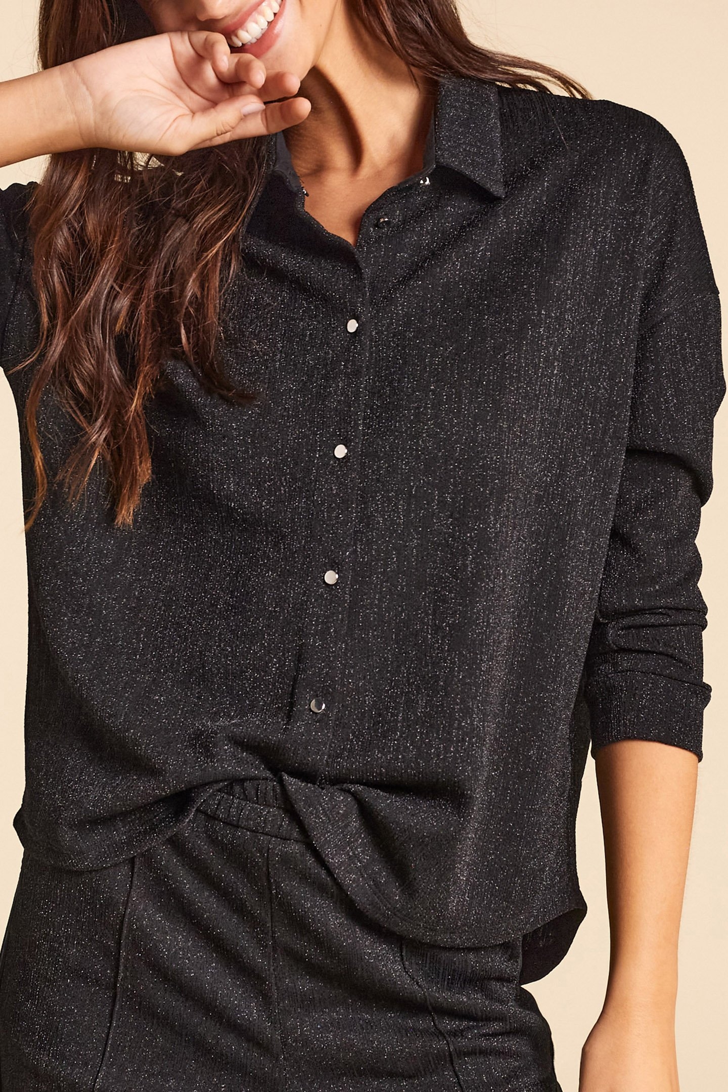 BLACK GLITTERY KNIT SHIRT 5