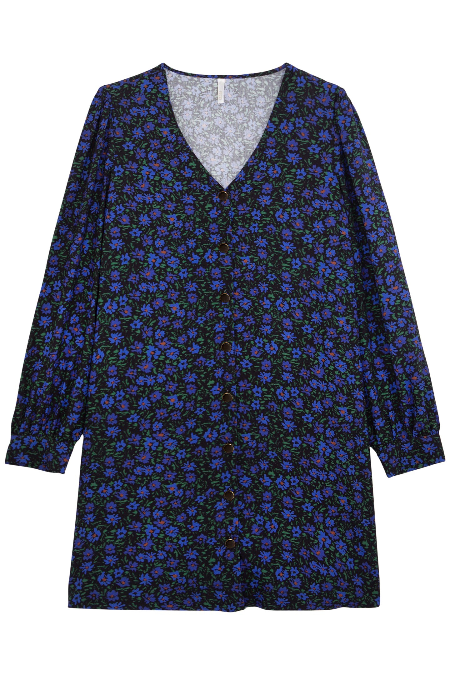 BLACK DRESS WITH WINTER FLOWERS PRINT 4