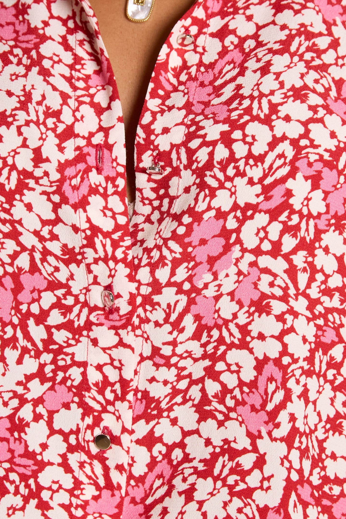 RED SHIRT WITH FLORAL TACHIST PRINT 5
