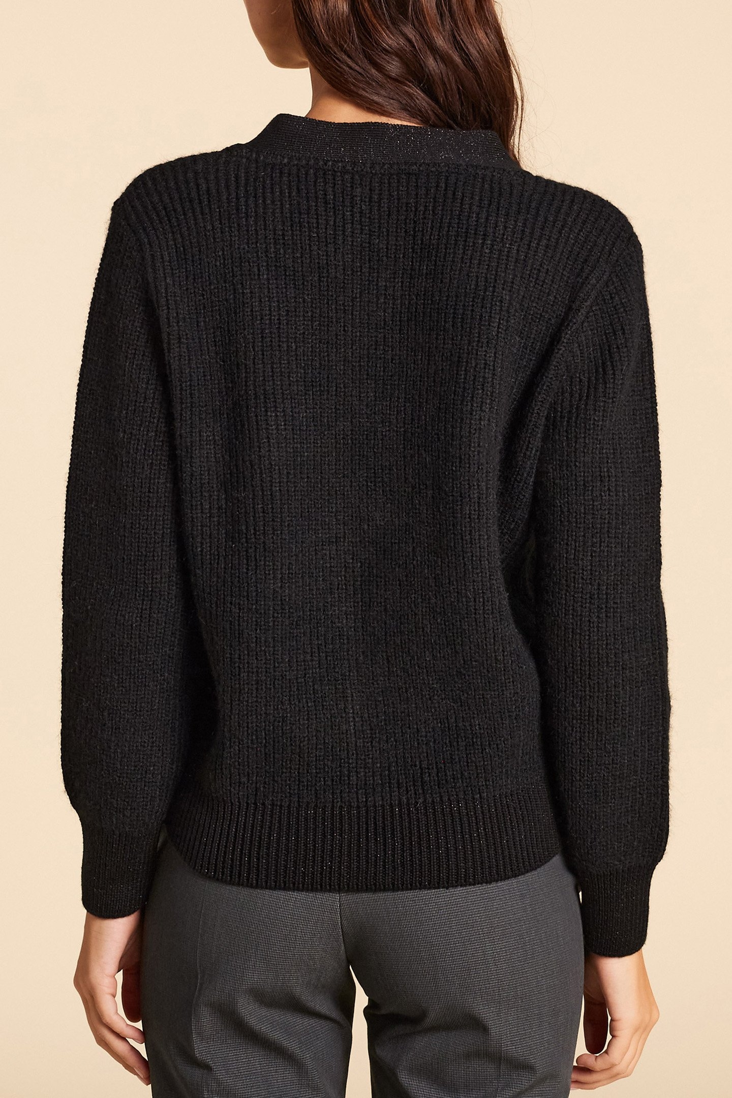 BLACK CARDIGAN KNIT FALSE CHEST POCKETS 2