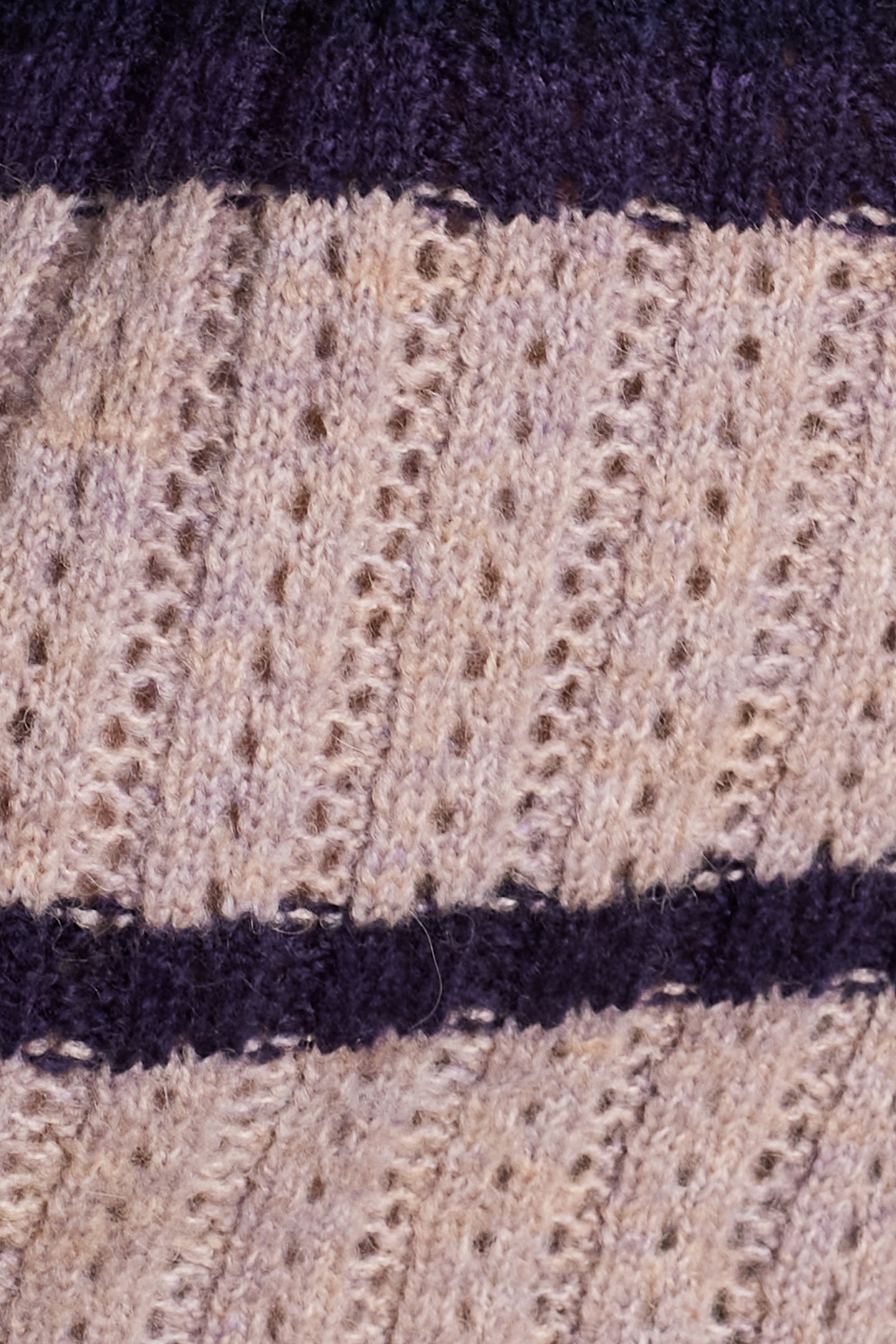 NAVY OPENWORK KNIT CARDIGAN WITH STRIPE PATTERN 6