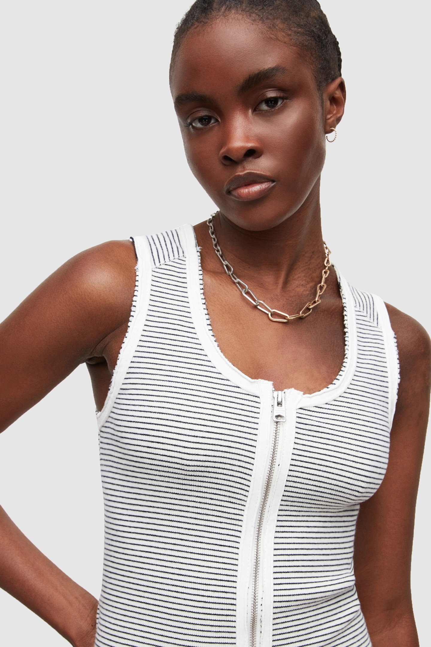 ALICIA STRIPE DRESS CHALK/BLACK 5