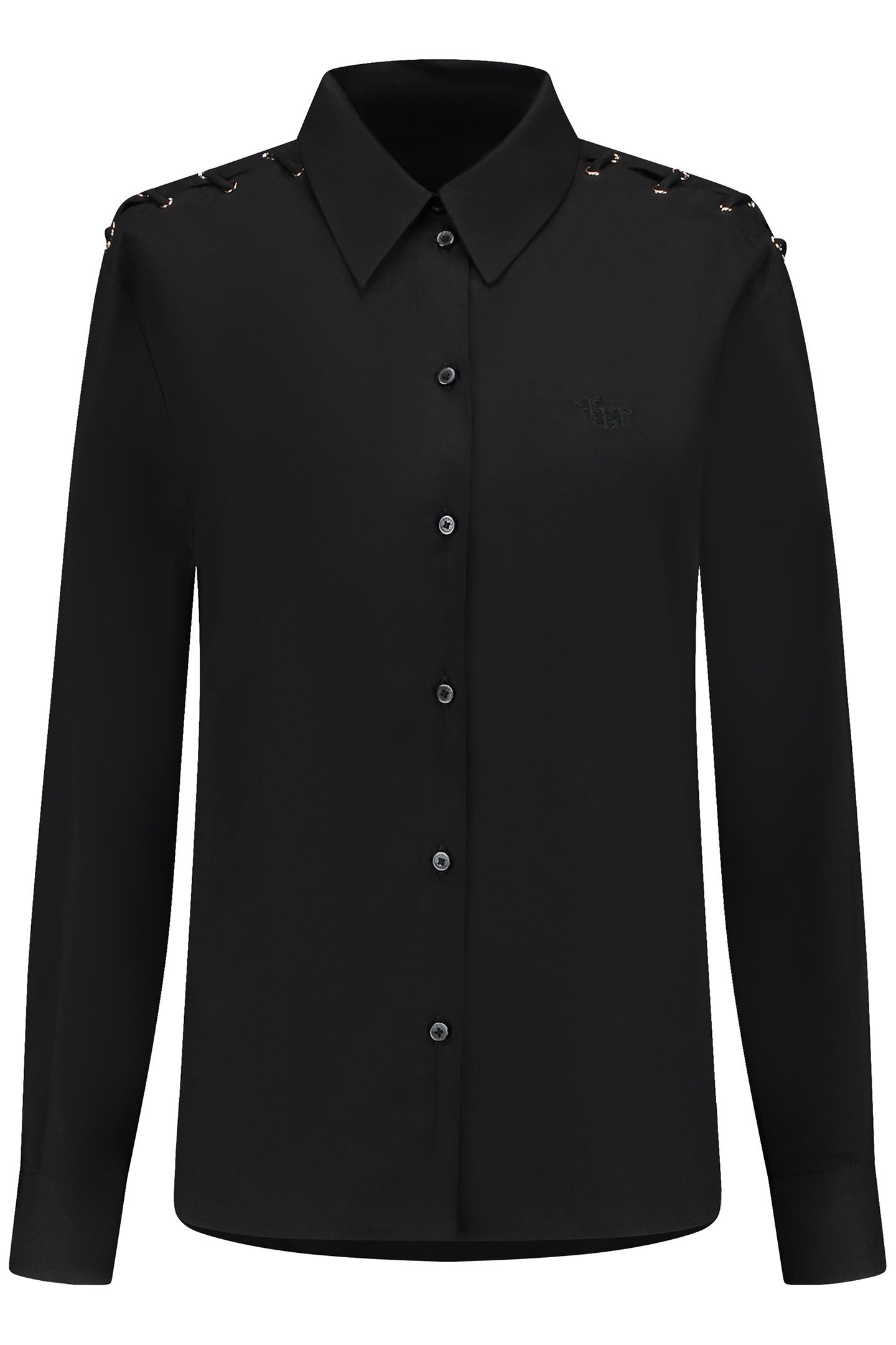 DEJA LACE-UP BLOUSE BLACK 1