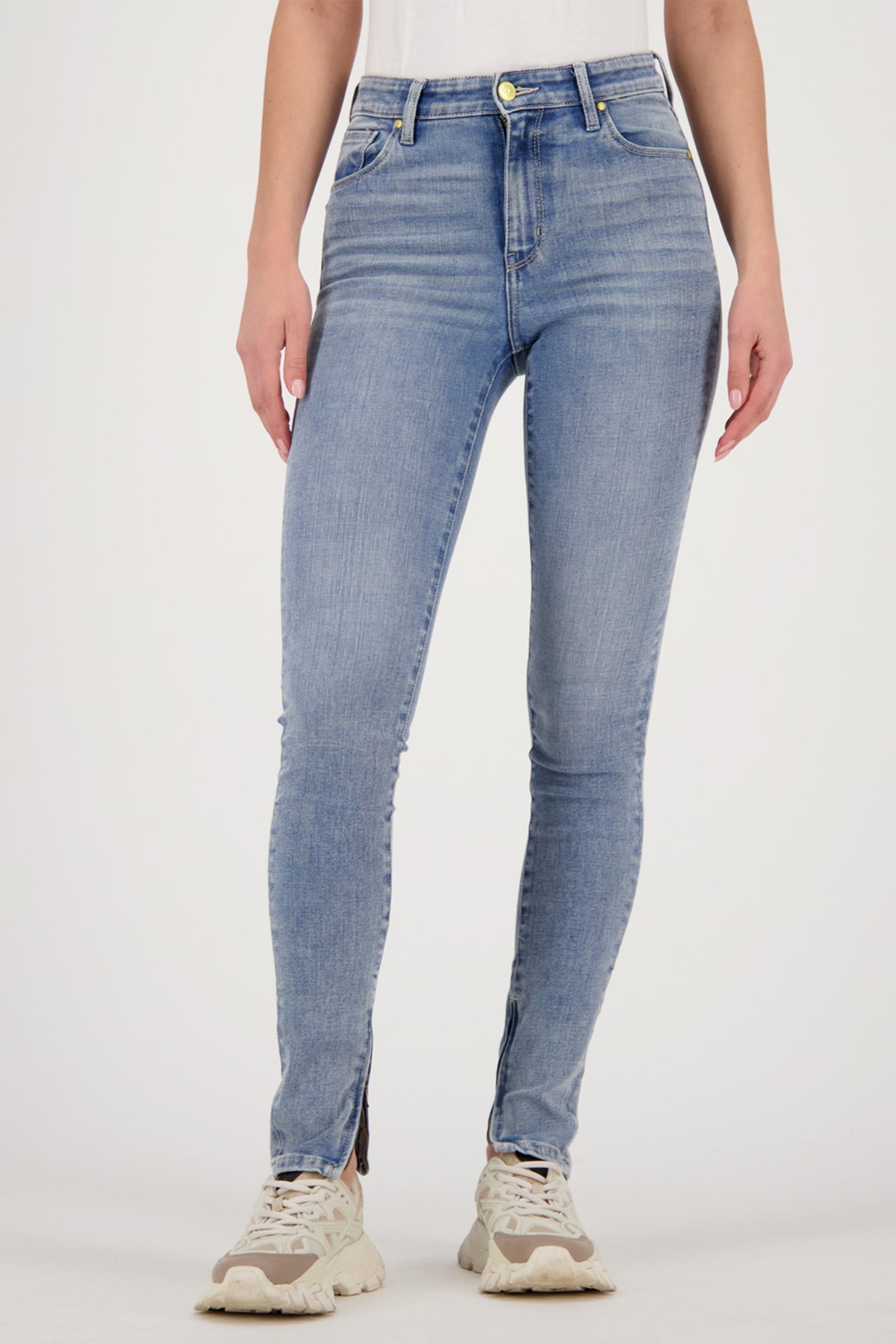 BLOSSOM ZIP JEANS MID BLUE STONE 1