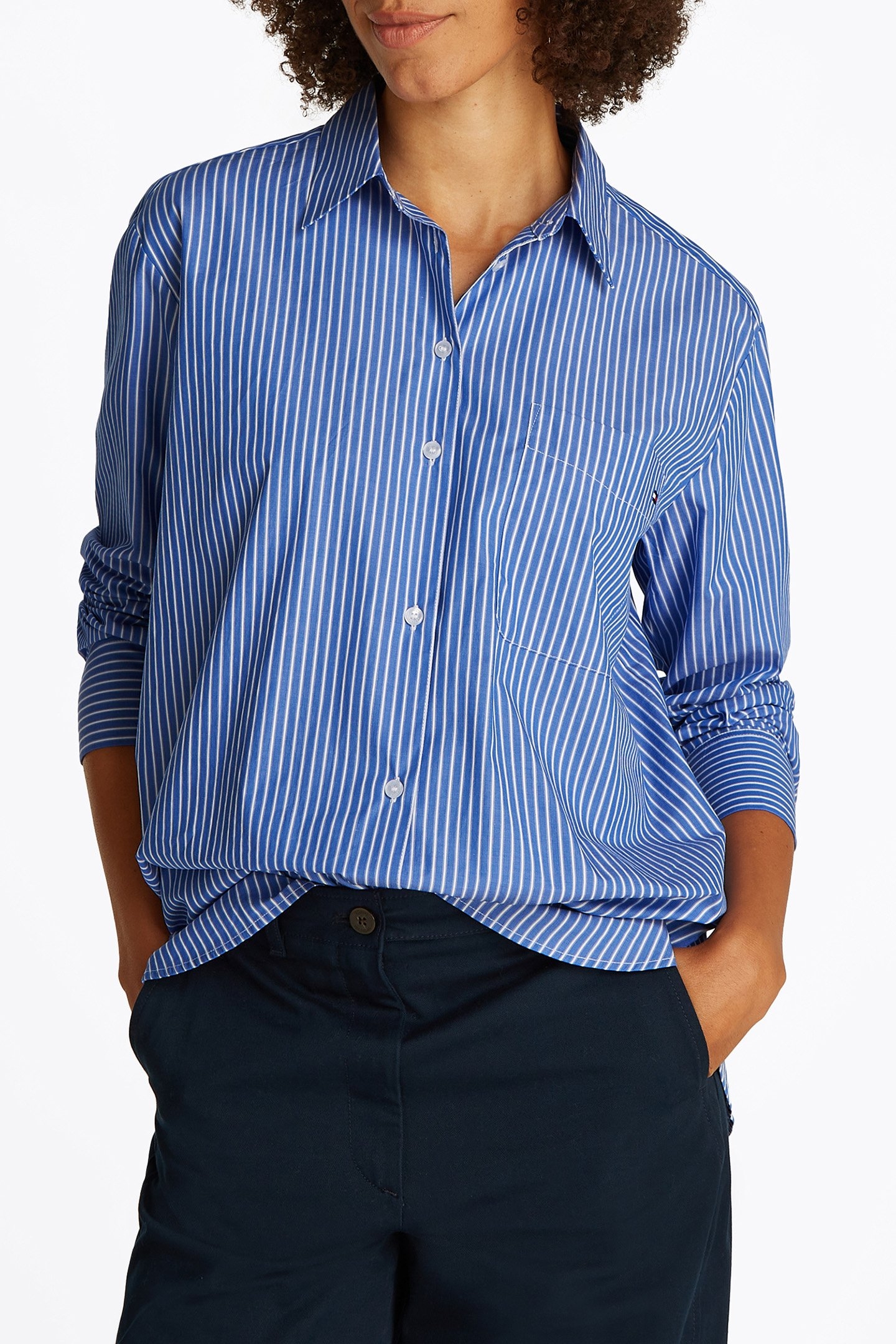 ESS POPLIN REGULAR FIT LONG SLEEVE SHIRT BLUE 1