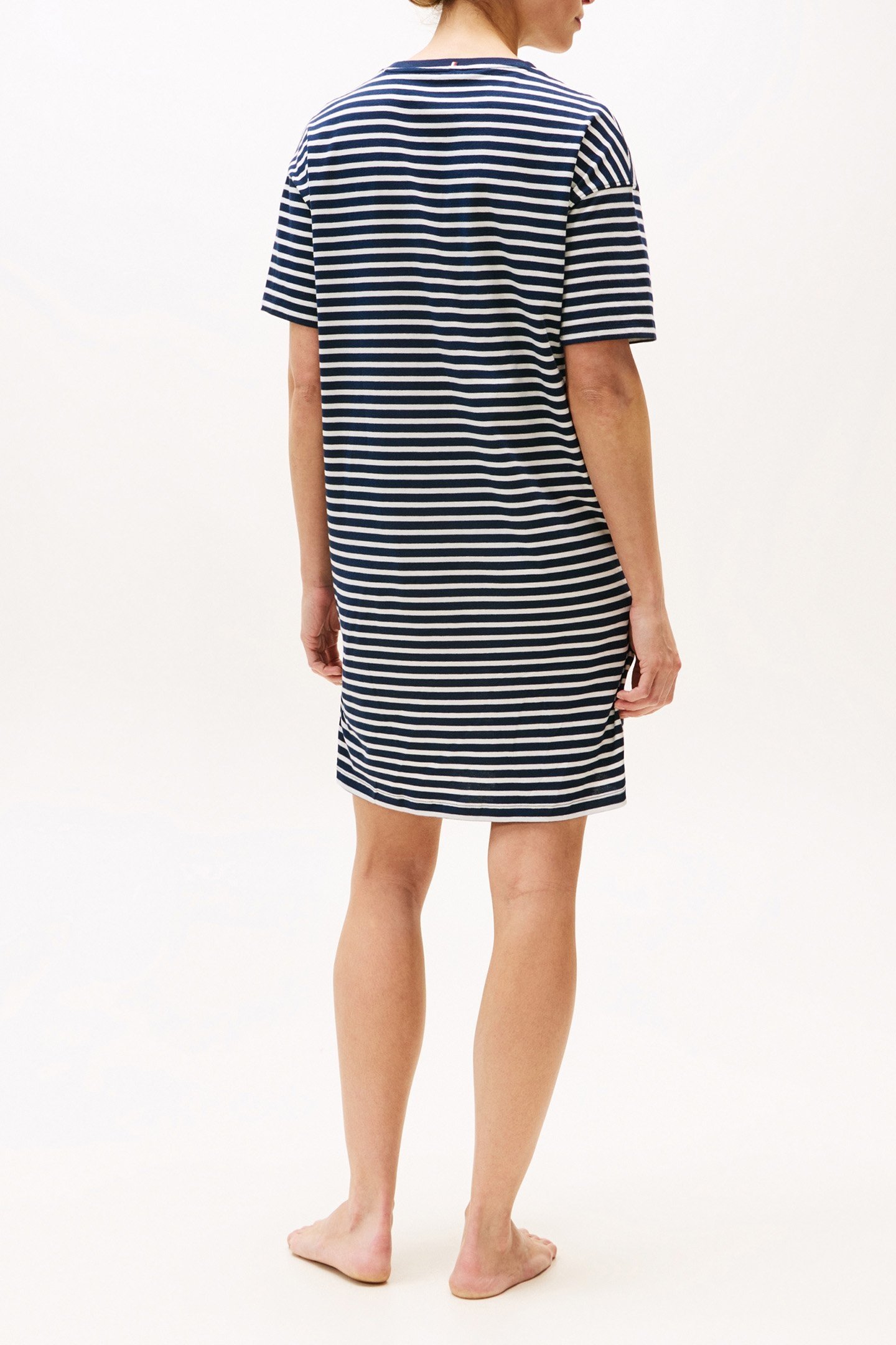 SHORT SLEEVE MINI DRESS, LOOSE FIT, BLUE 2