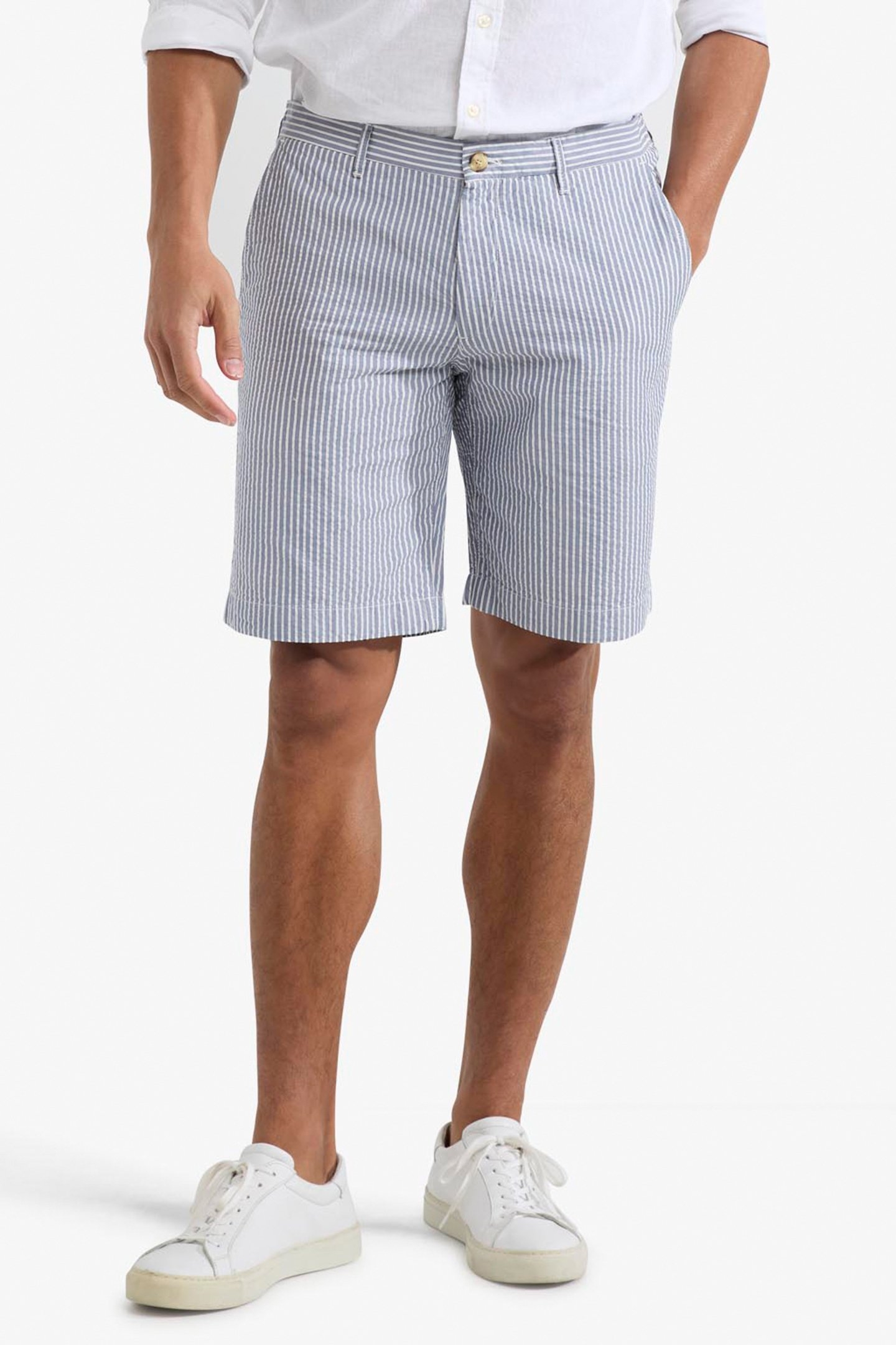 STRIPED SEERSUCKER SHORT MEDIUM BLUE 1