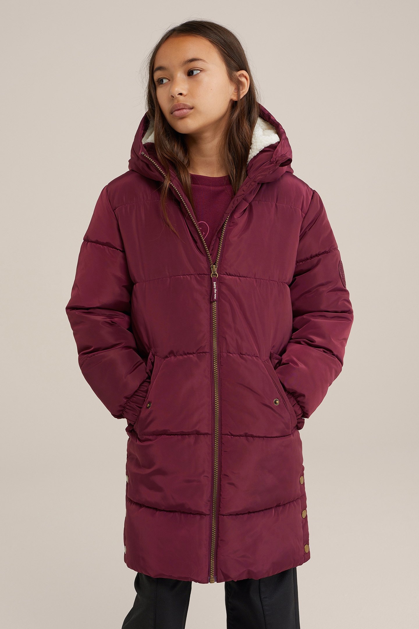 JACKET LONG LENGTH BURGUNDY RED 1