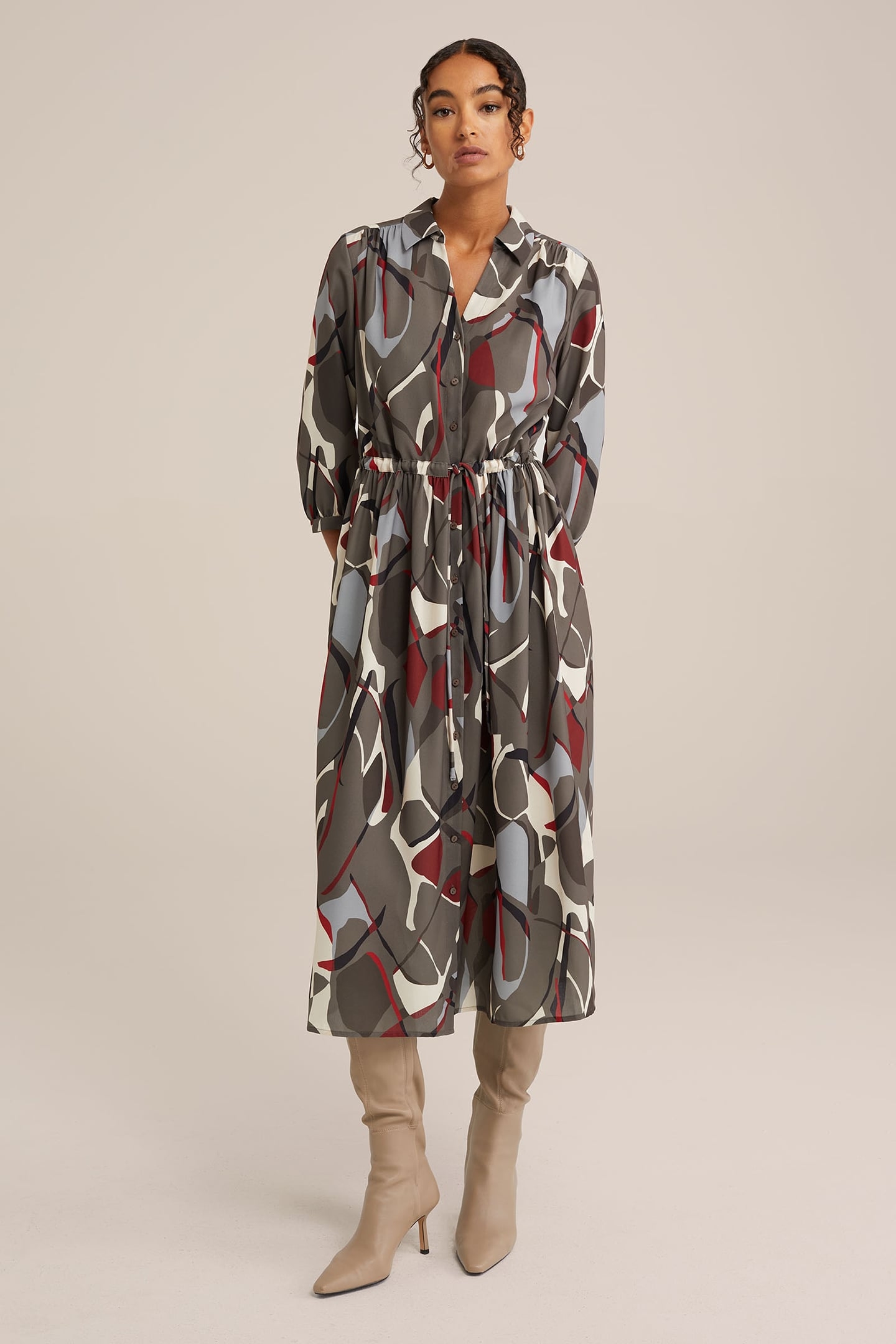 DRESS MID LENGTH GREYISH GREEN 1