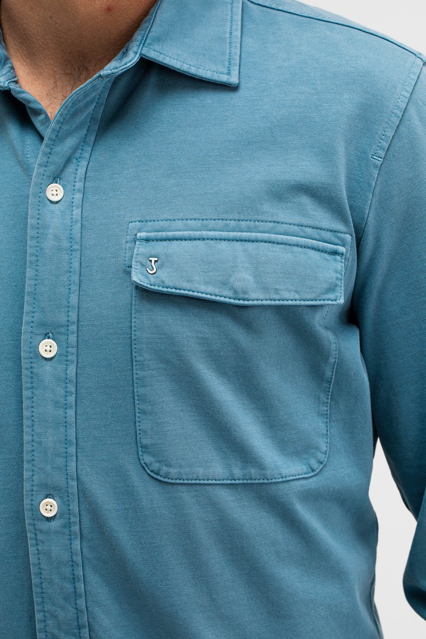 FINN POCKET JERSEY OVERSHIRT LAGOON BLUE 5
