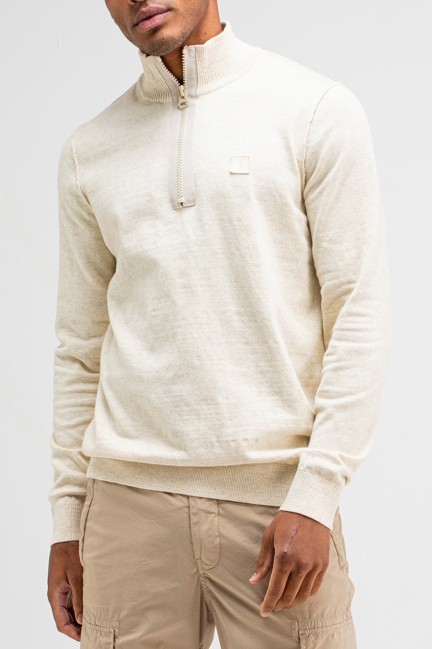 LT CLIFDEN HALF ZIP BEIGE GREY 5