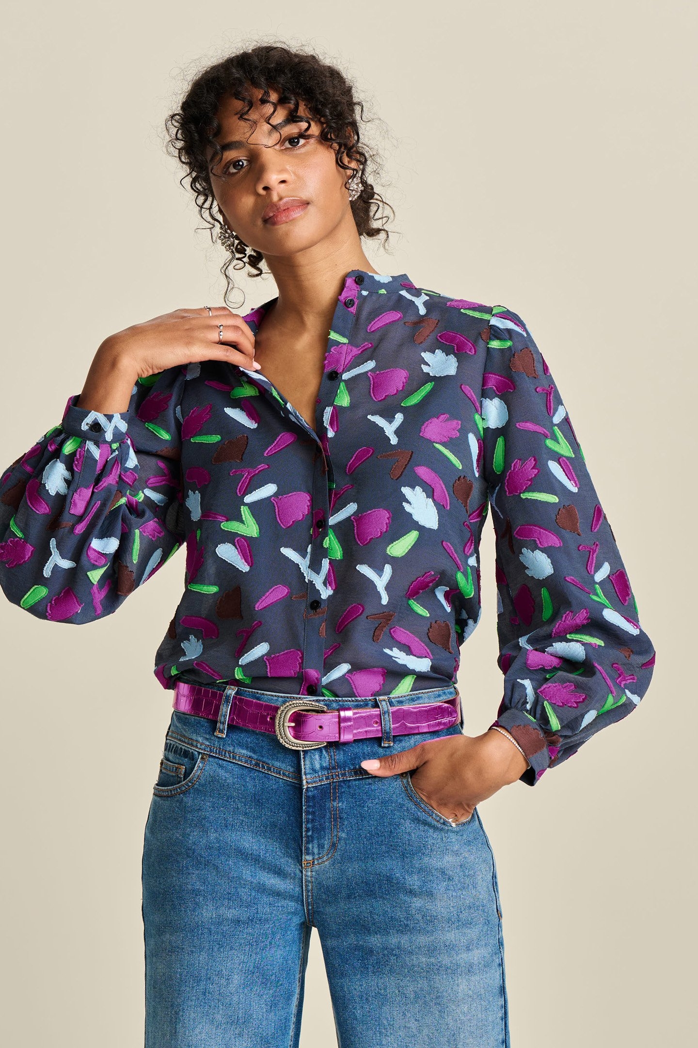 BLOUSE - FEATHERFEST BLUE 1