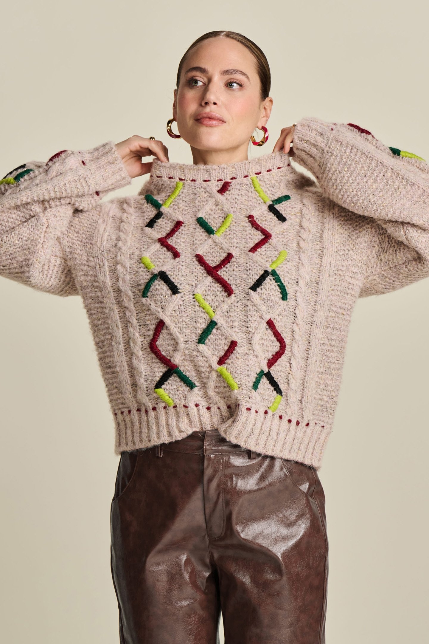 PULLOVER - CABLE PINK 5