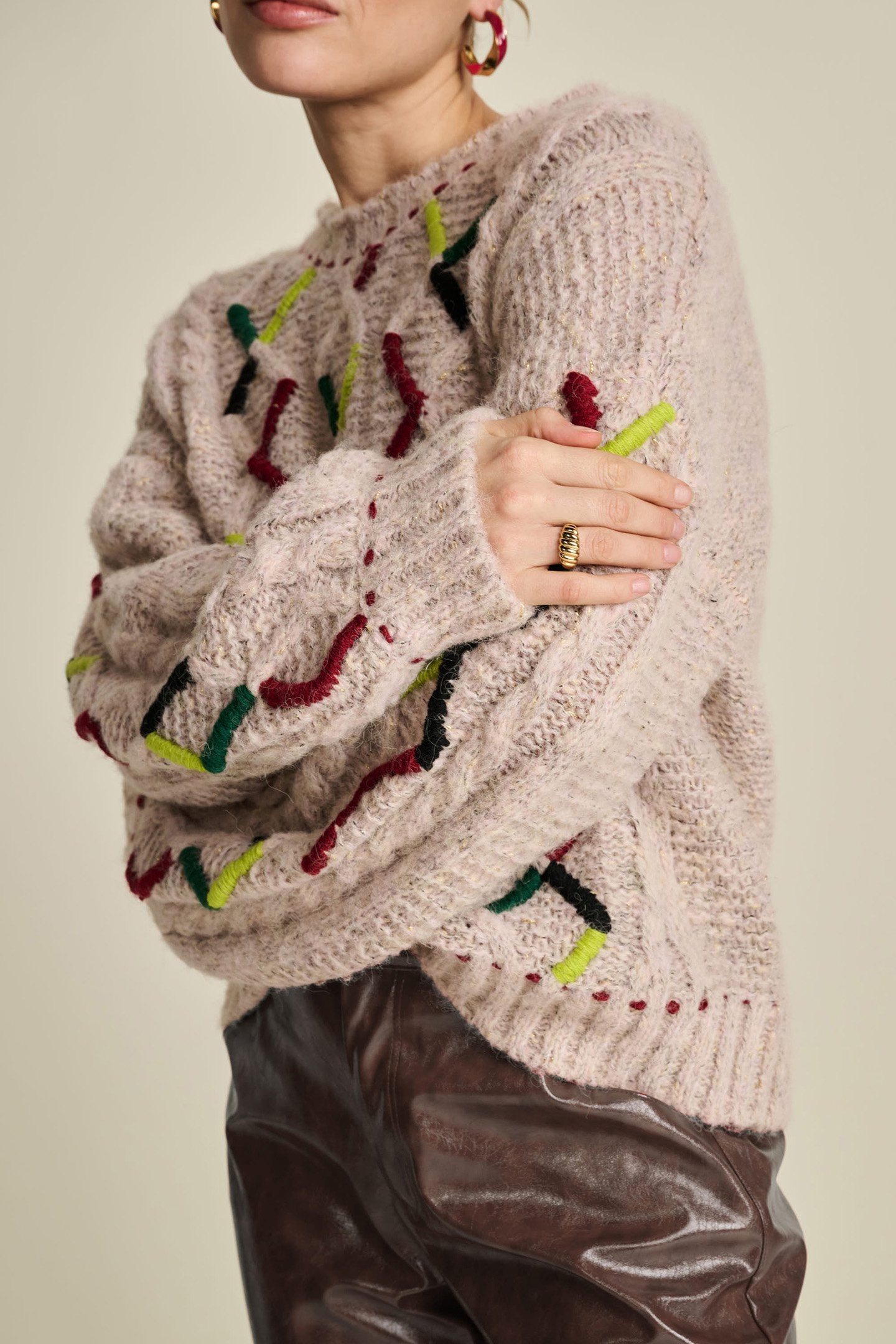 PULLOVER - CABLE PINK 6