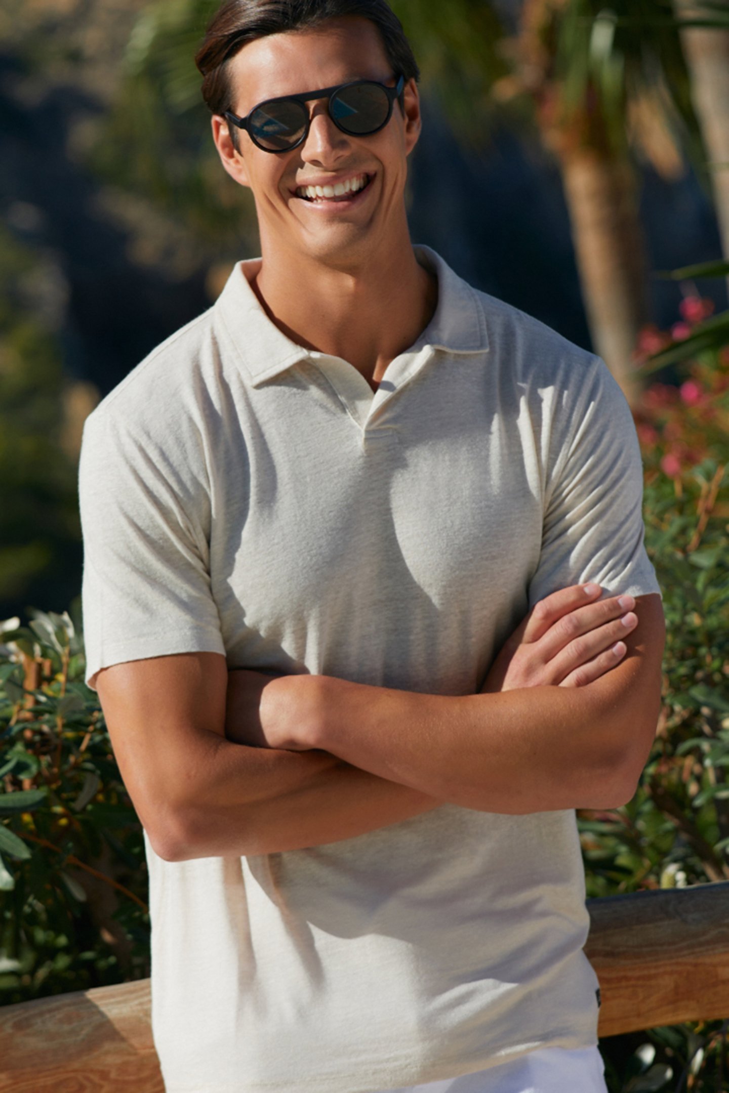 NELSON | LINEN POLO SHIRT WHITE SAND 3