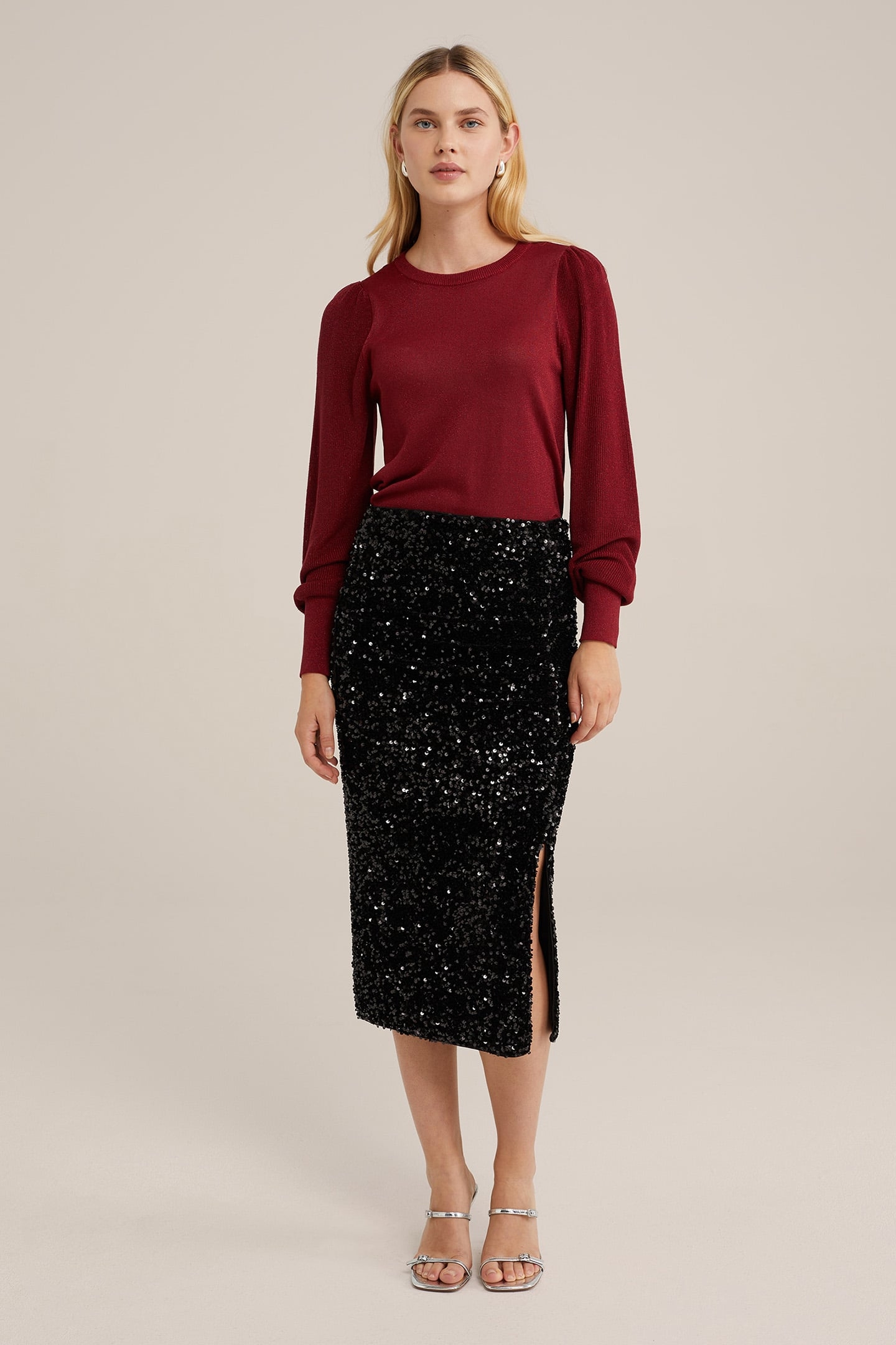 KNITTED PULLOVER BURGUNDY RED 3