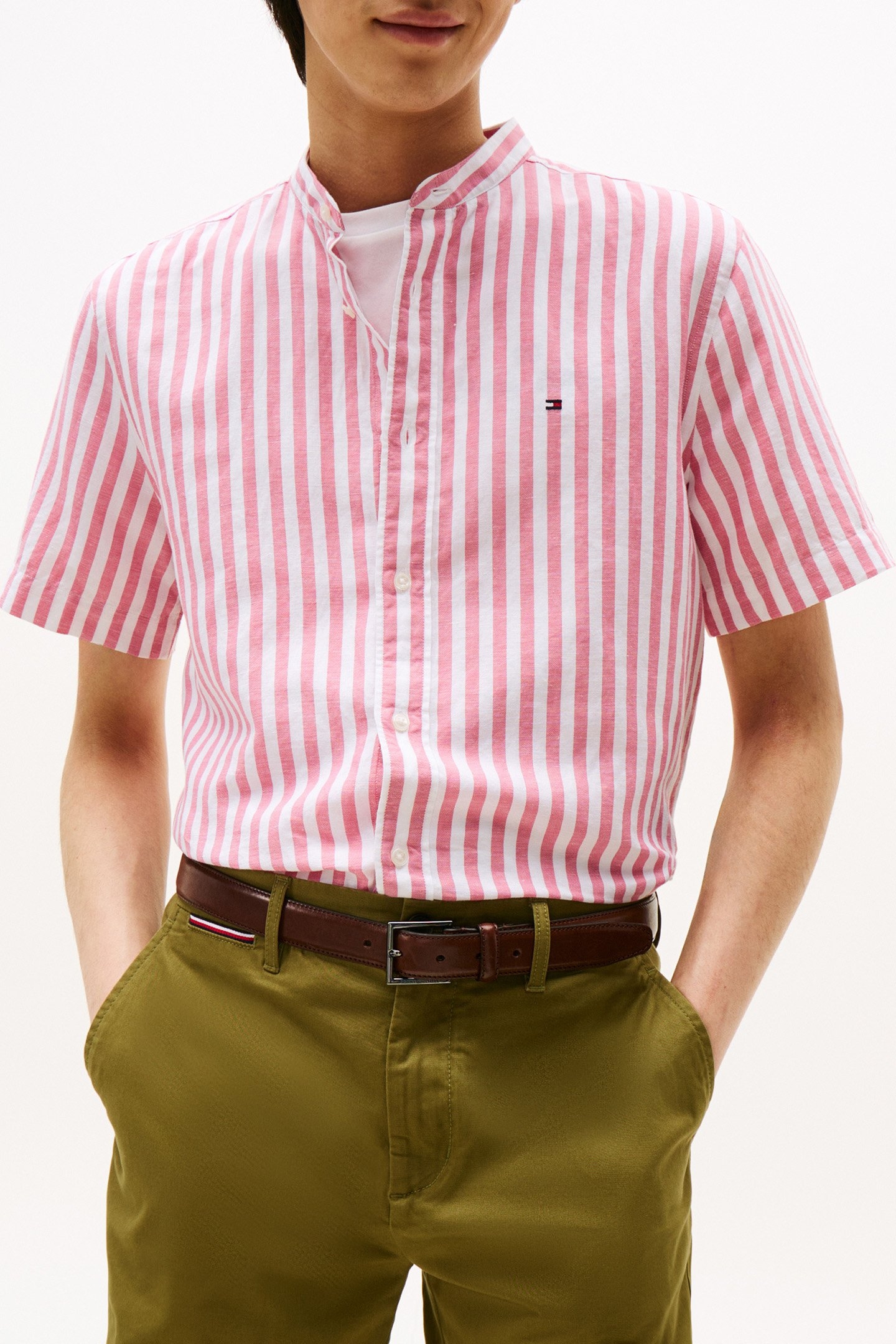 REGULAR FIT SHORT SLEEVE SHIRT VINTAGE ROSY/WHITE 1