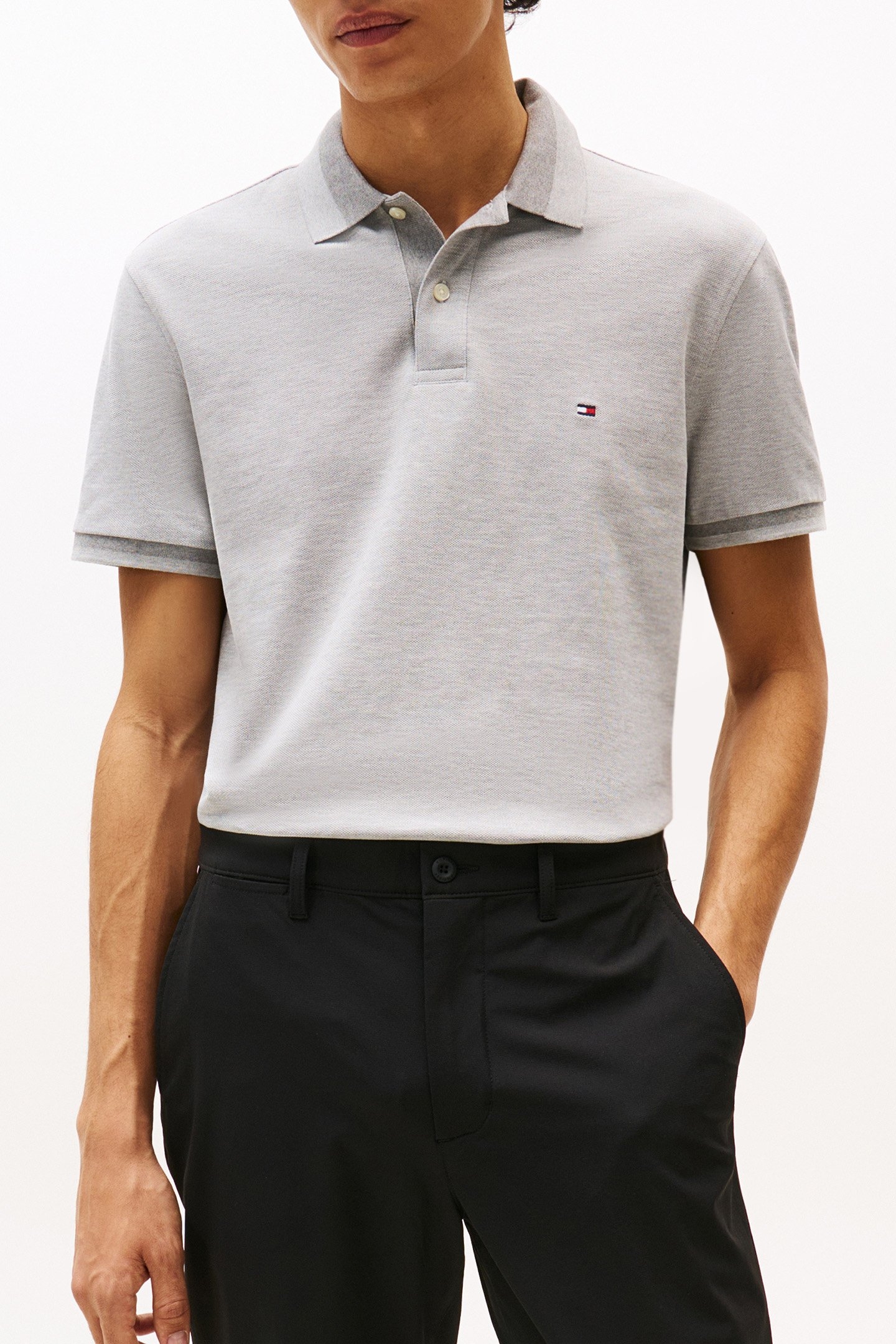 CONTRAST COLLAR BLOCK LIGHT GREY HEATHER 1