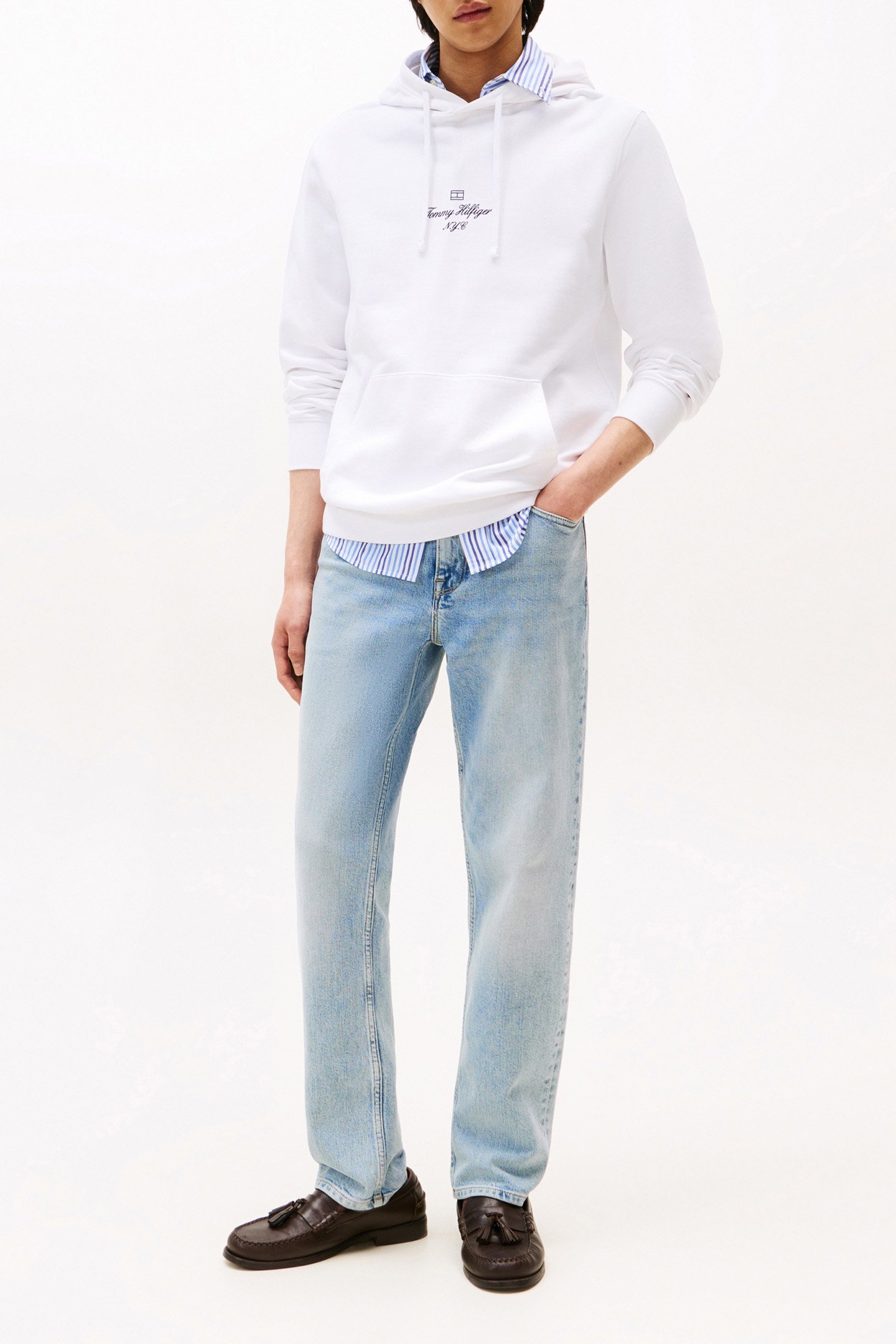 OUTLINE FLAG SCRIPT REGULAR FIT HOODY WHITE 2