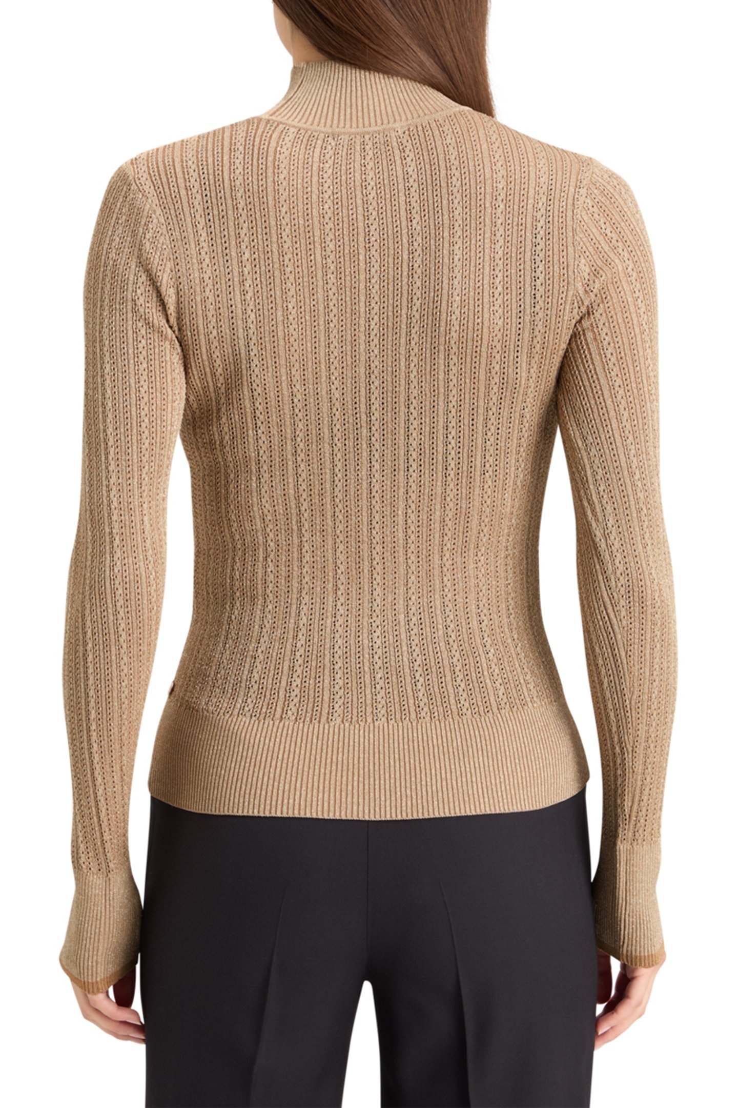 METALLIC POINTELLE FITTED PULLOVER GOLD 2