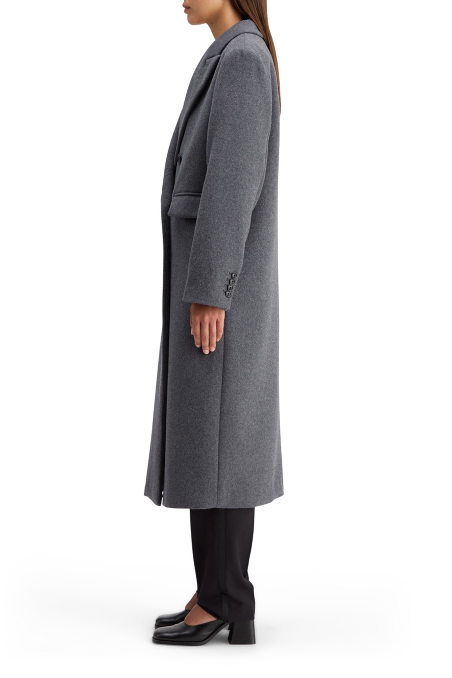 DOUBLE BREASTED TAILORED WOOL BLEND COAT CHARCOAL MELANGE 5