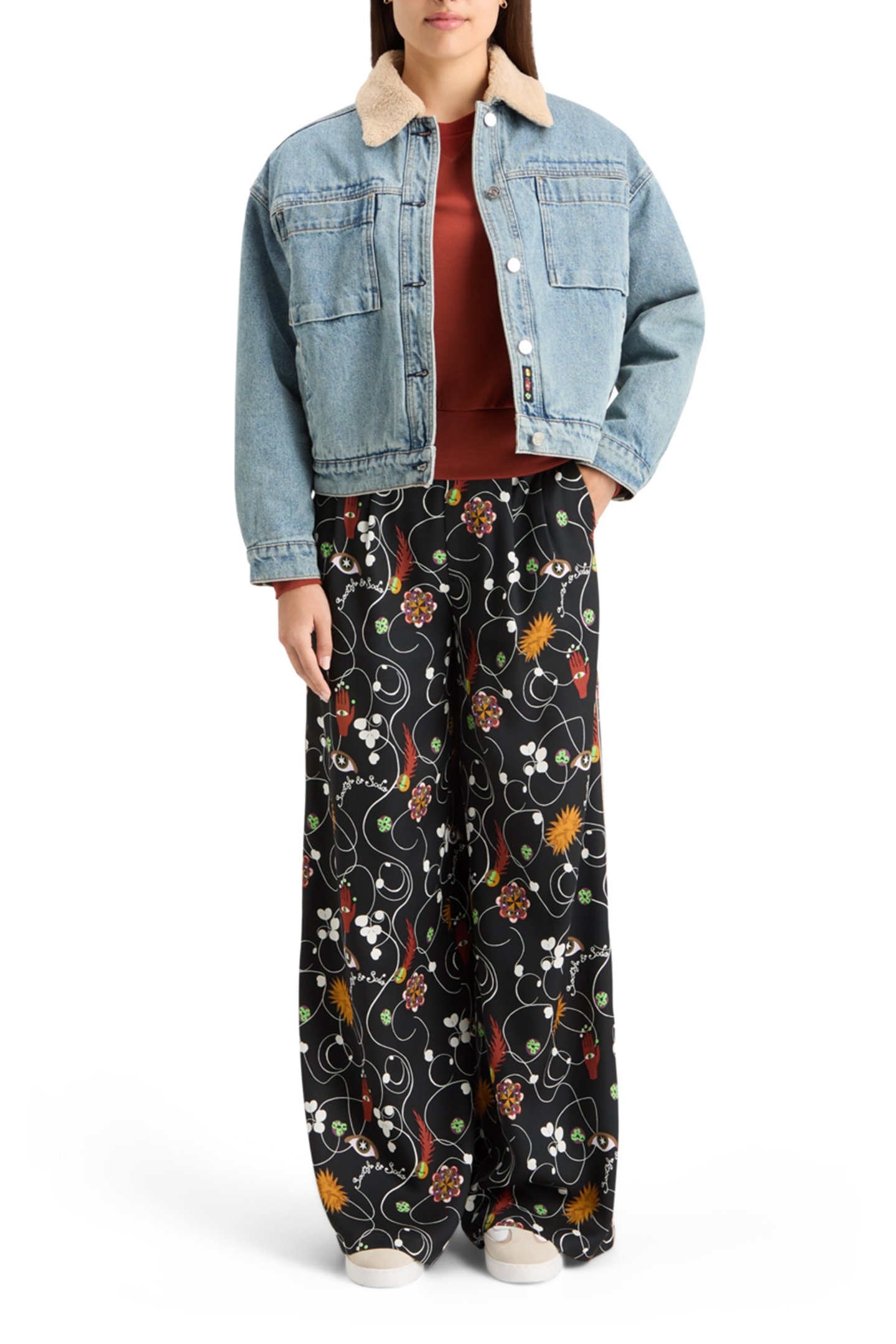 WASHED DENIM JACKET WITH SHERPA DETAILS WASHED INDIGO 6