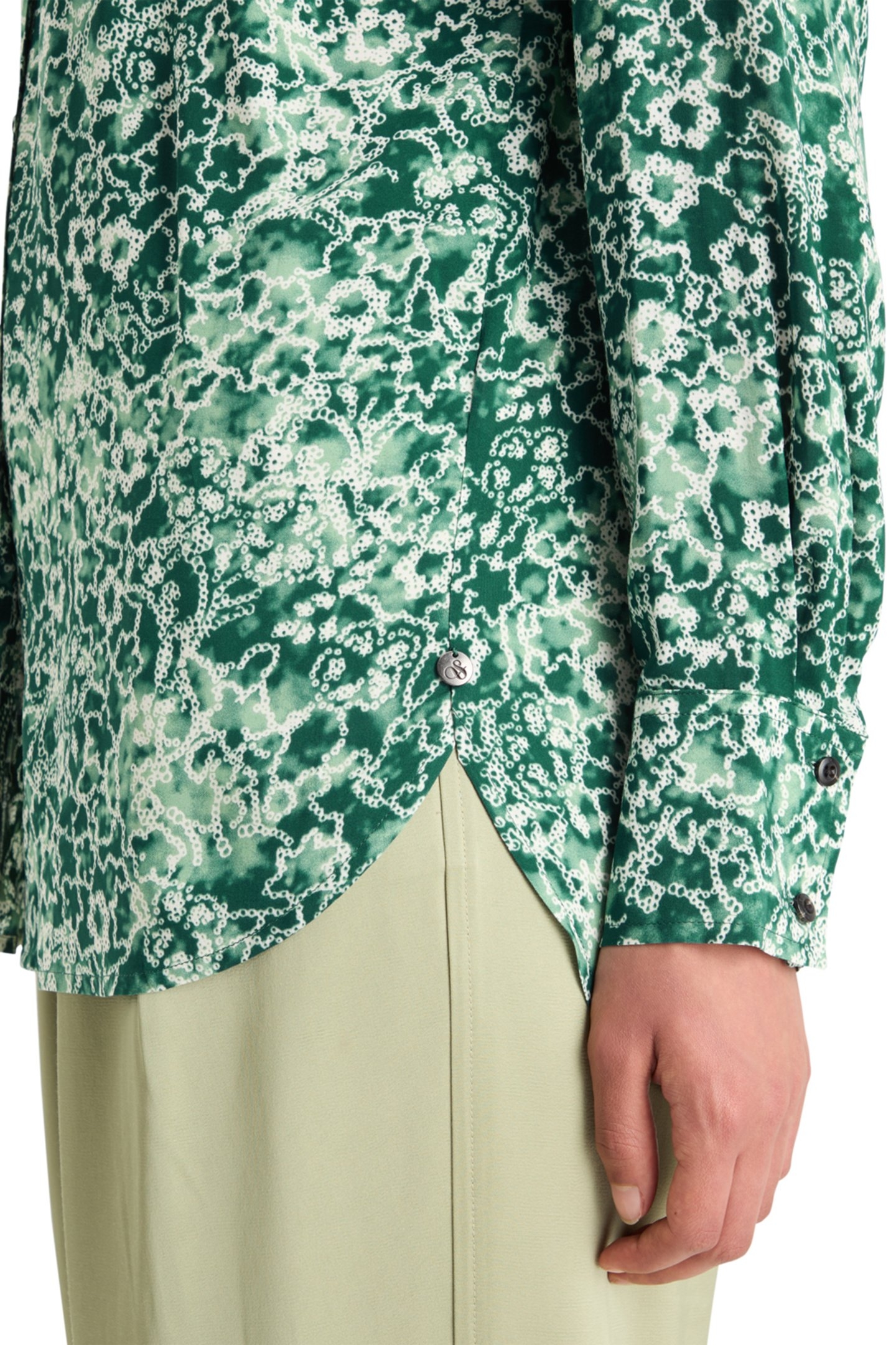 VISCOSE PRINTED RELAXED FIT SHIRT SHIBORI FLORAL GREEN 7