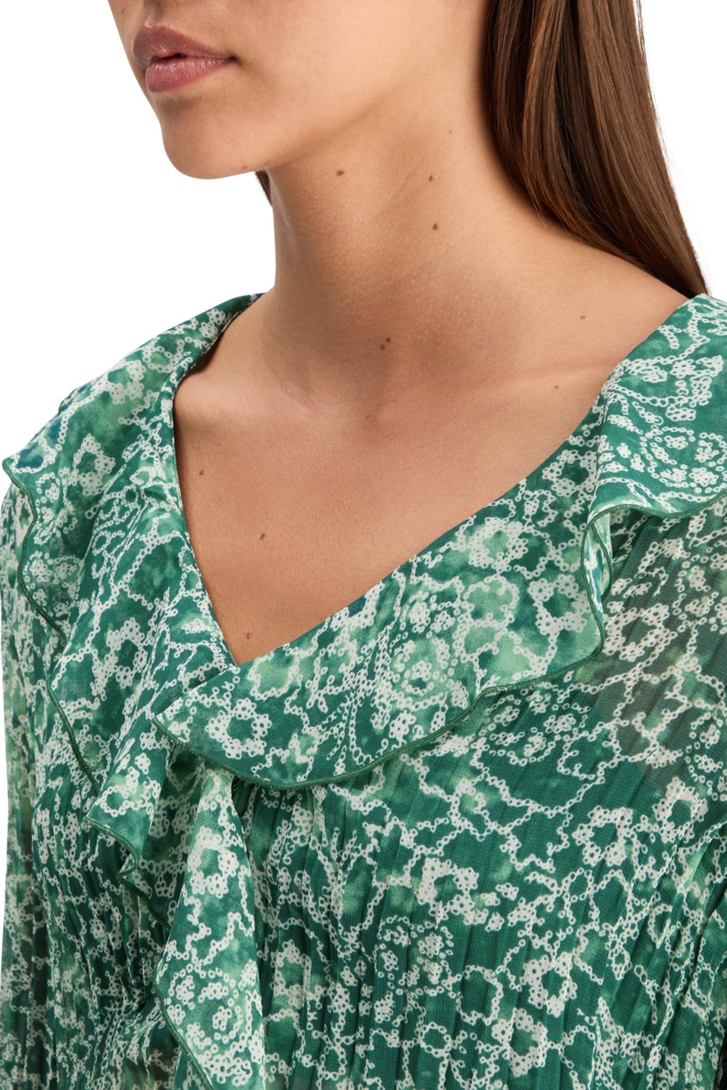 RUFFLED TOP SHIBORI FLORAL GREEN 6