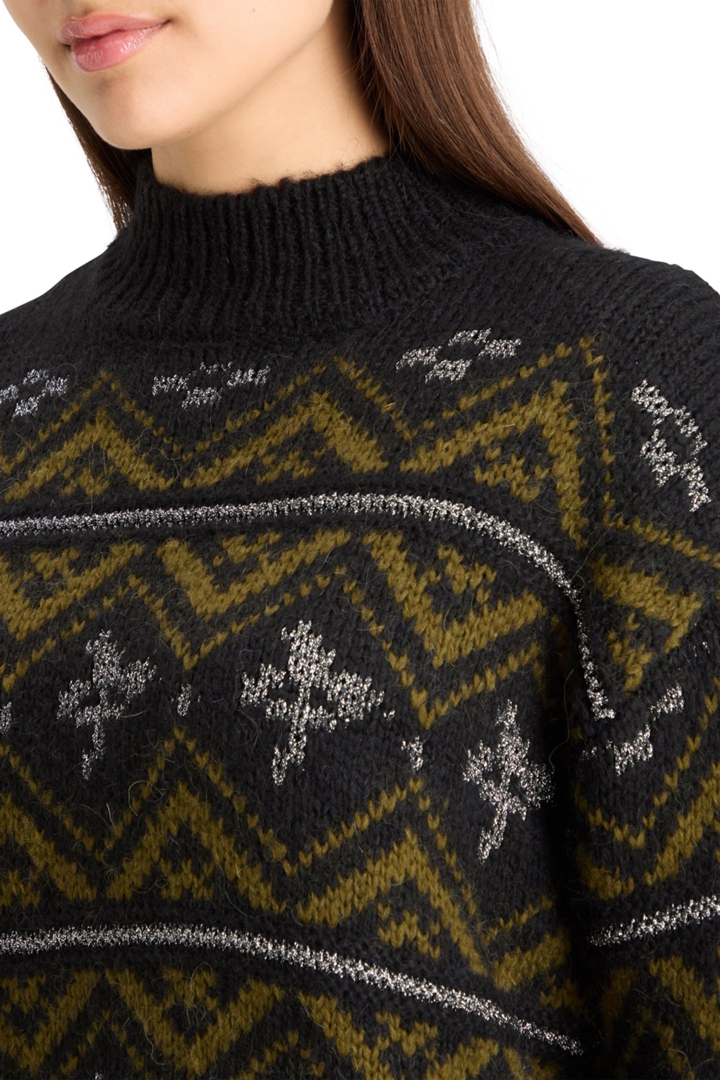 METALLIC FAIR ISLE PULLOVER EVENING BLACK 7