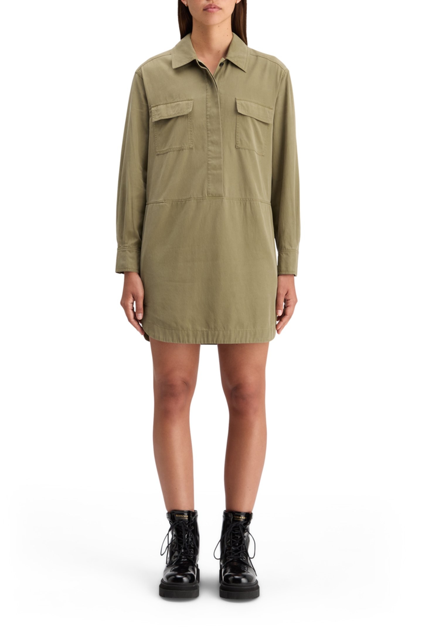 WASHED SHIRT DRESS WASHED MILITARY 1