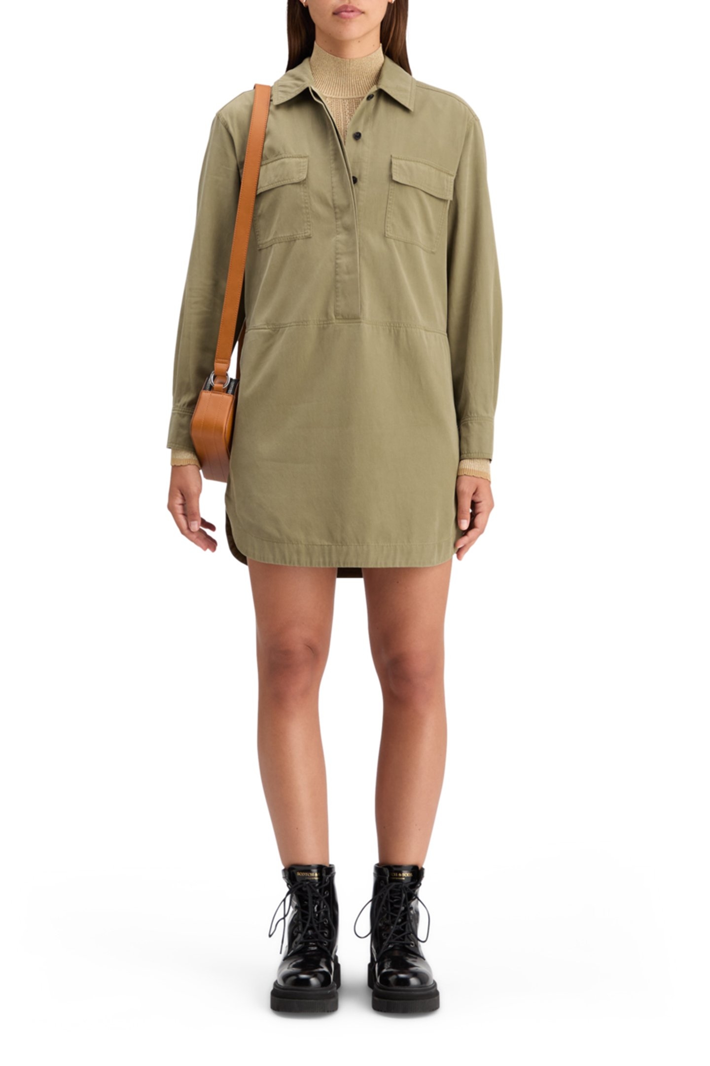WASHED SHIRT DRESS WASHED MILITARY 5
