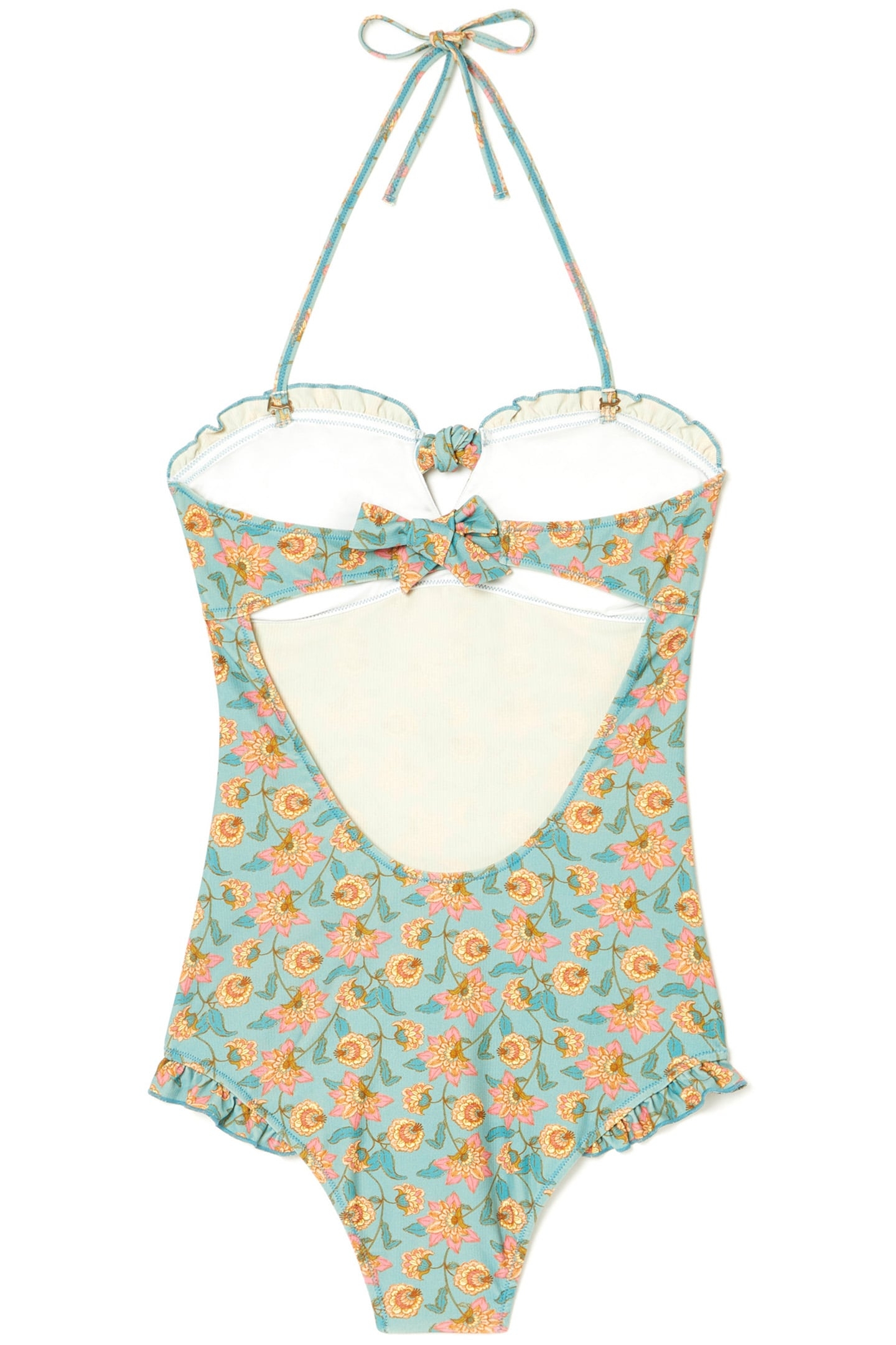 BATHING SUIT BAYO TURQUOISE FLOWERS 3