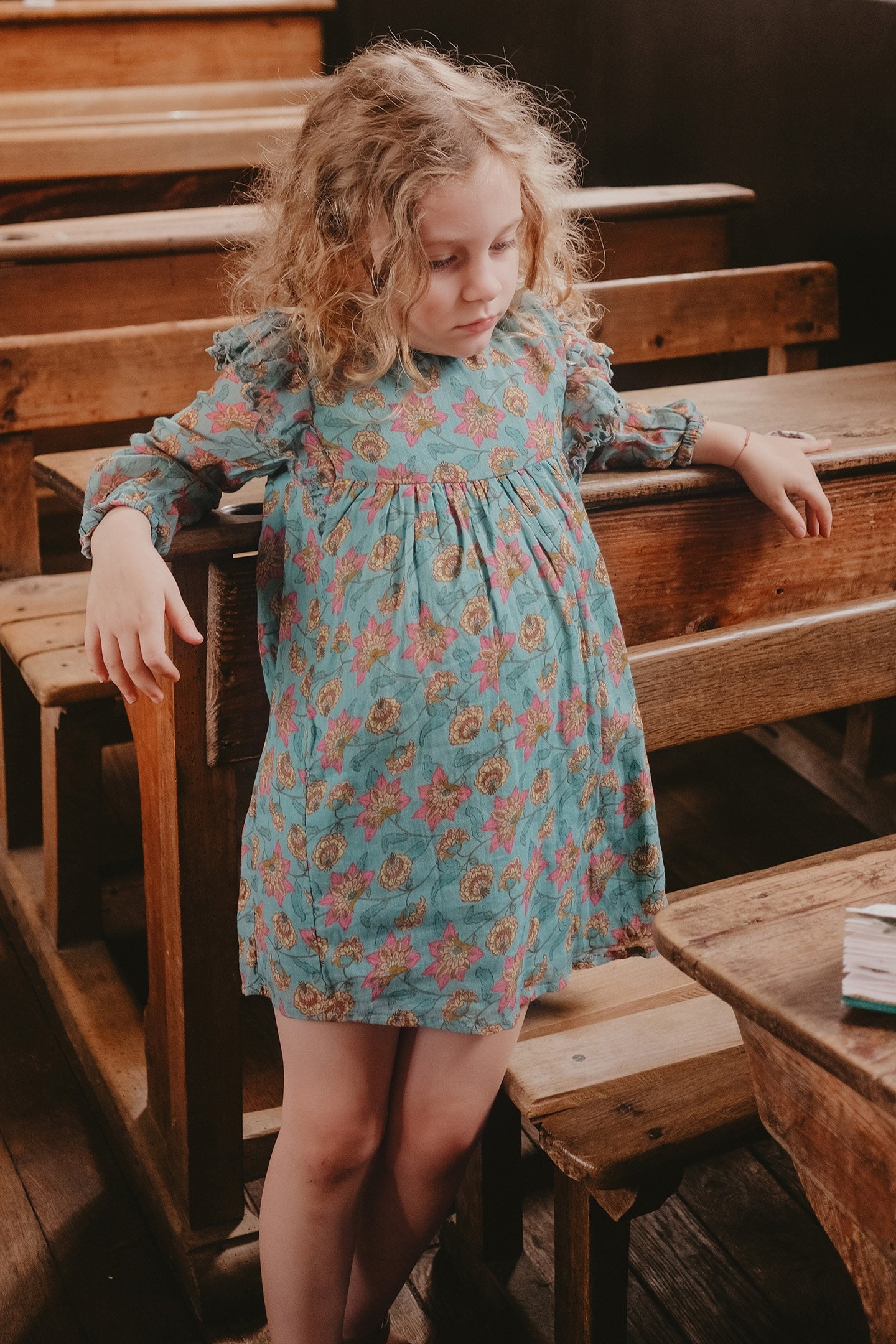 DRESS BISIALI TURQUOISE FLOWERS 1