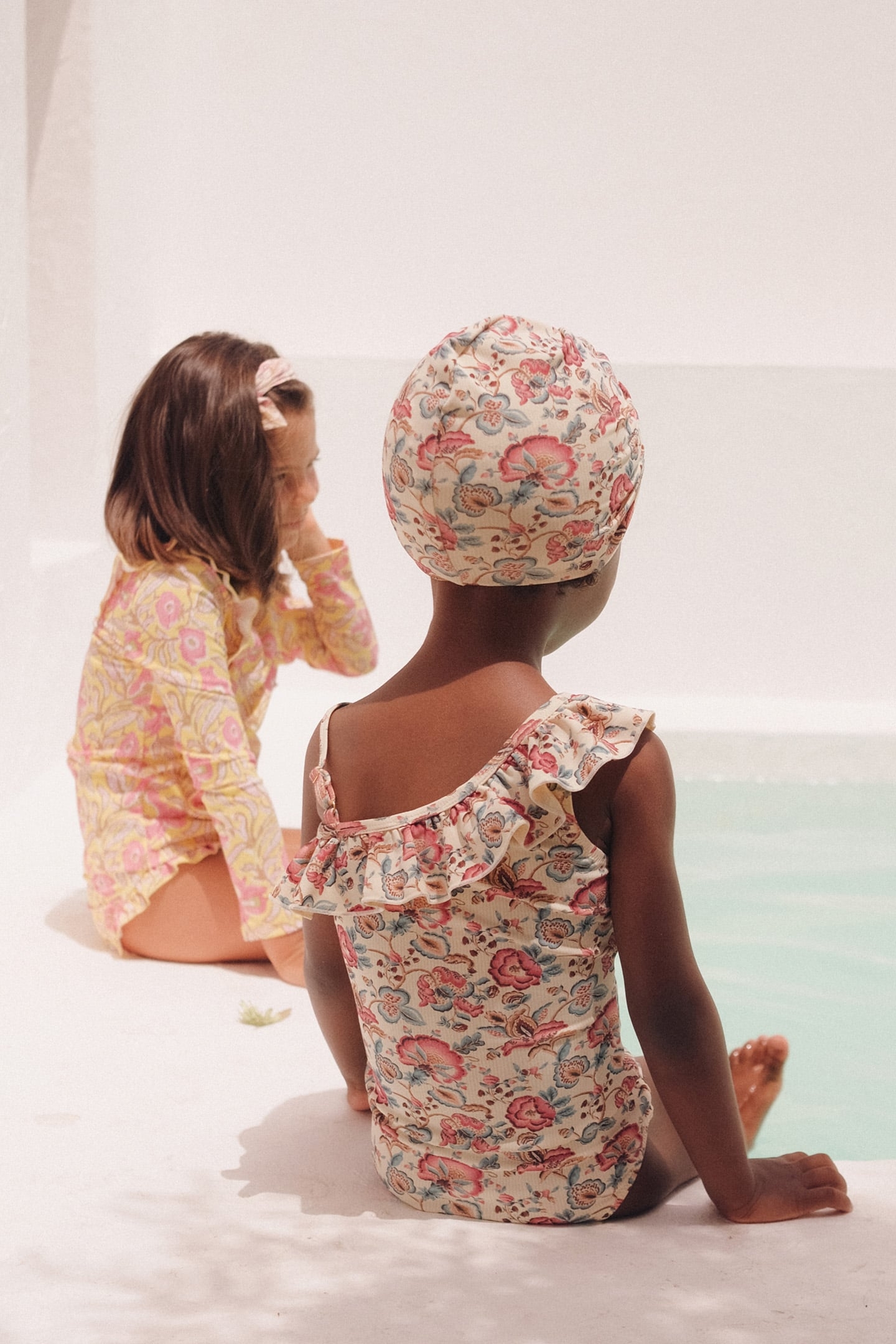 BATHING TURBAN ABINA CREAM INDIAN FLOWERS 2