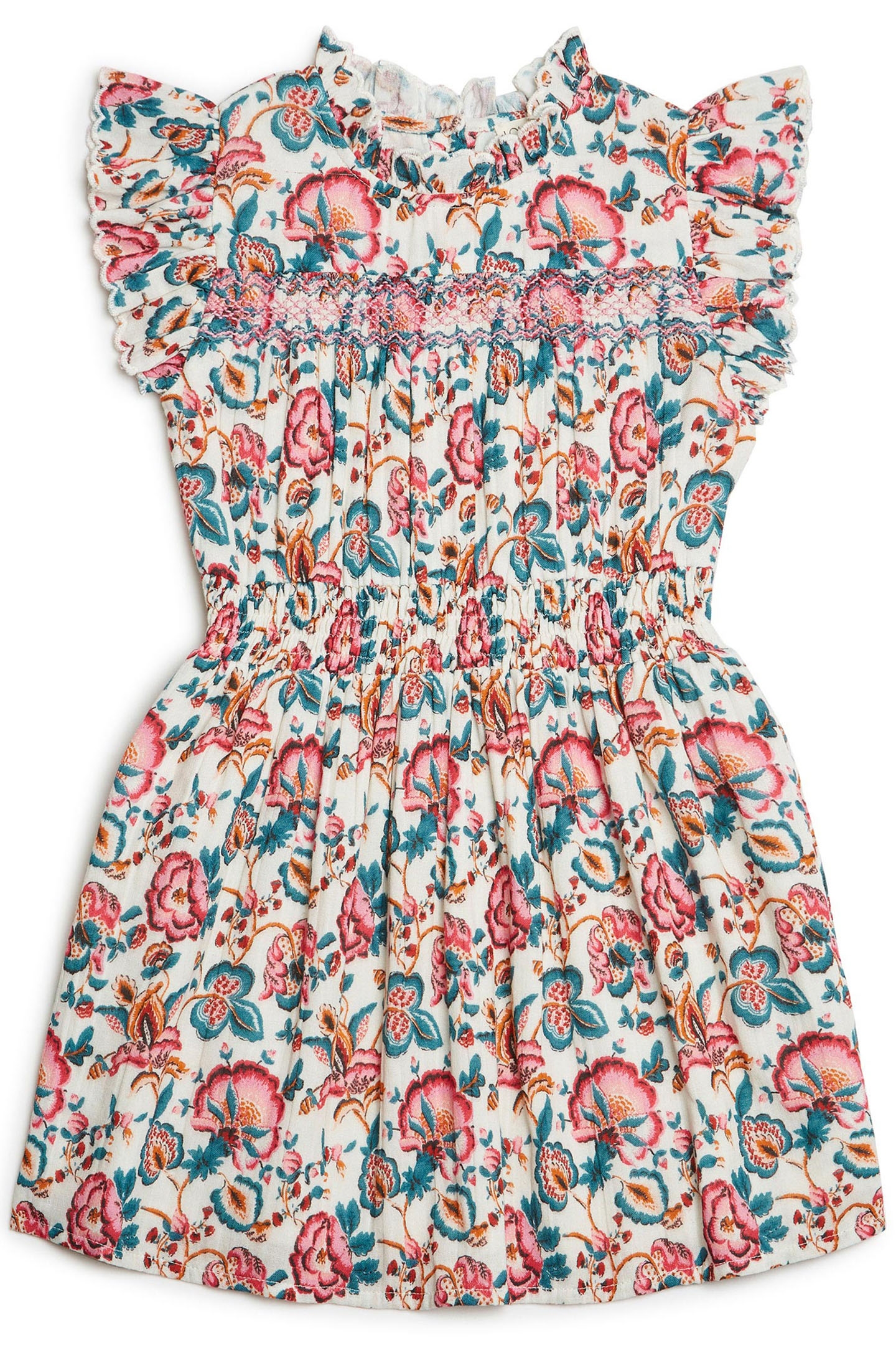 DRESS SUZETTE CREAM INDIAN FLOWERS 1