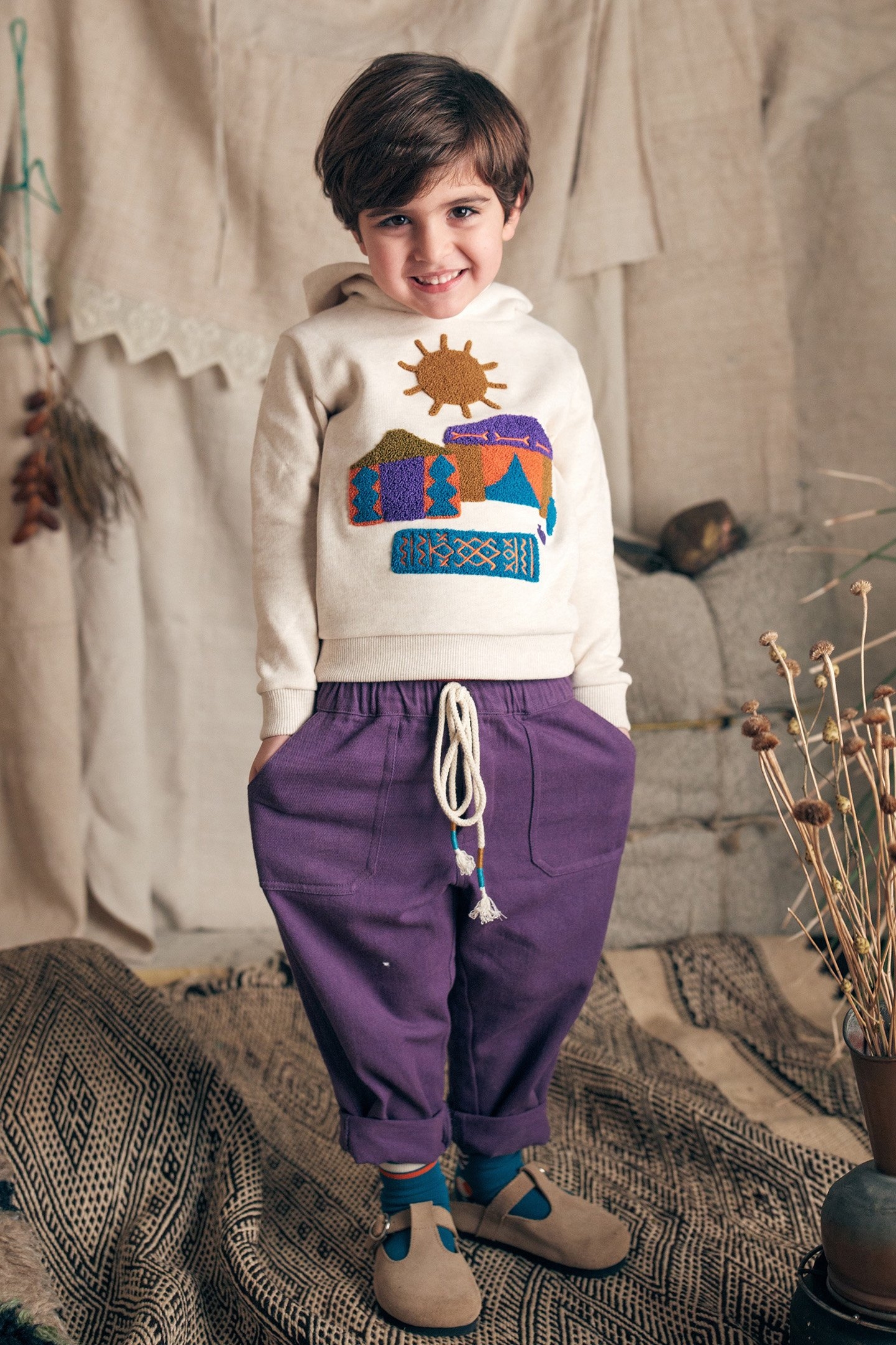 HOODY ISSAH CREAM MELANGED 1